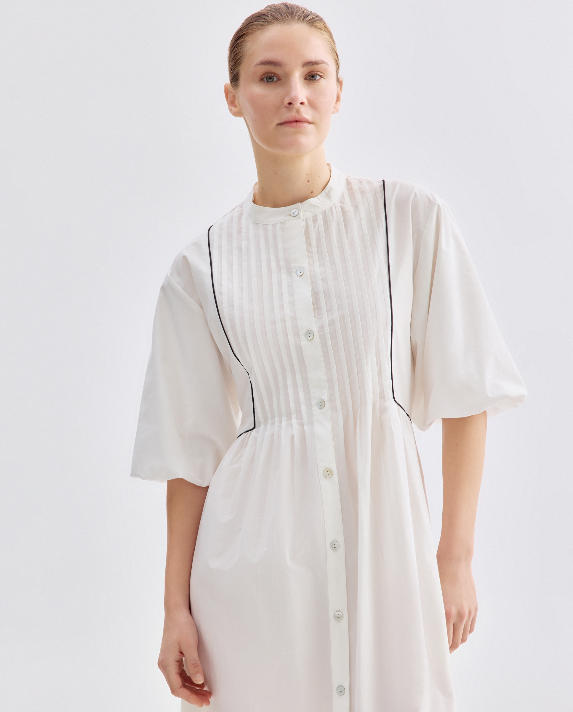 Vestido de mujer con jaretas Blanco-2