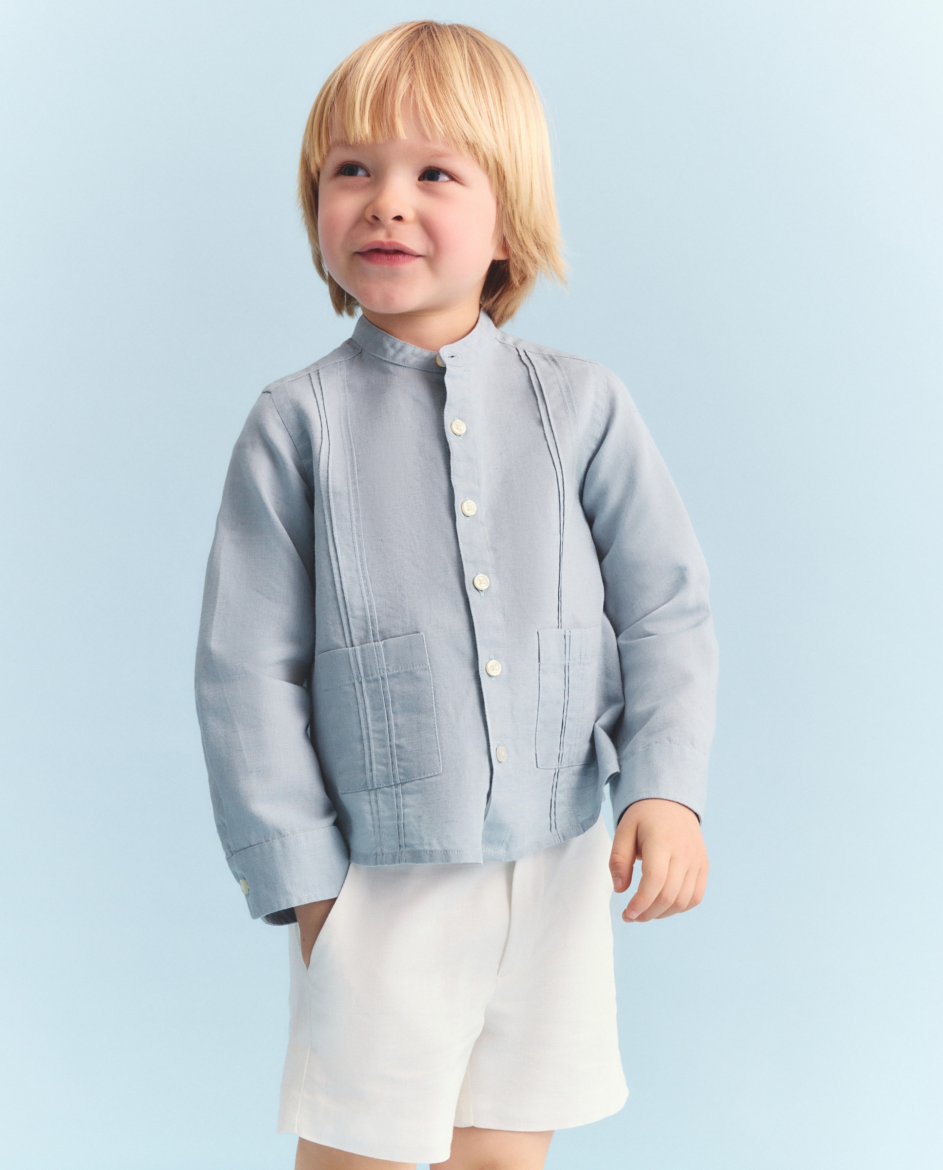 Imagem 0 de Camisa Guayabera de Cerimónia com Manga Comprida e Gola de Tira