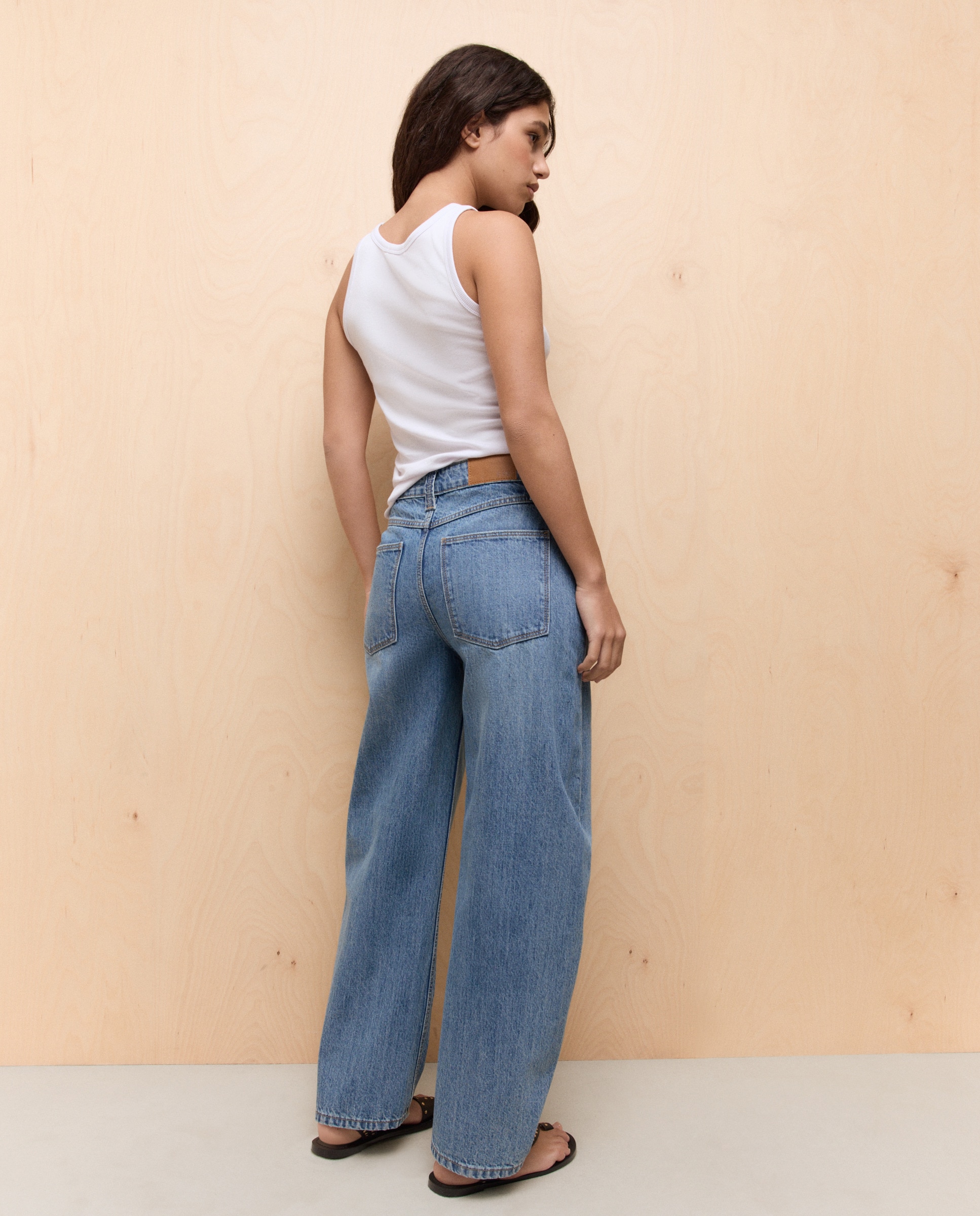 Jeans Barrel com Cintura Média Azul pálido-3