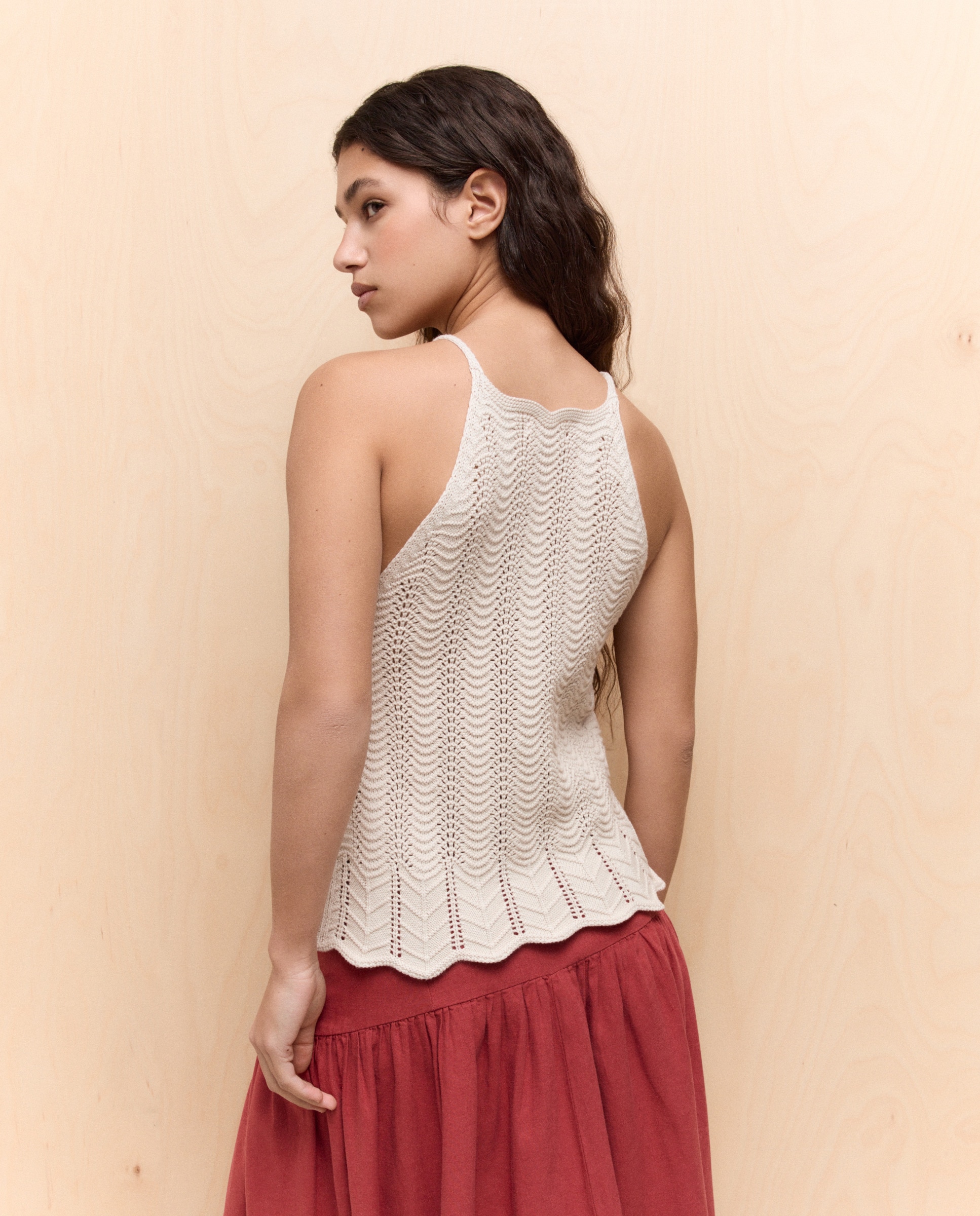 Top de Crochet com Ondas Bege-2