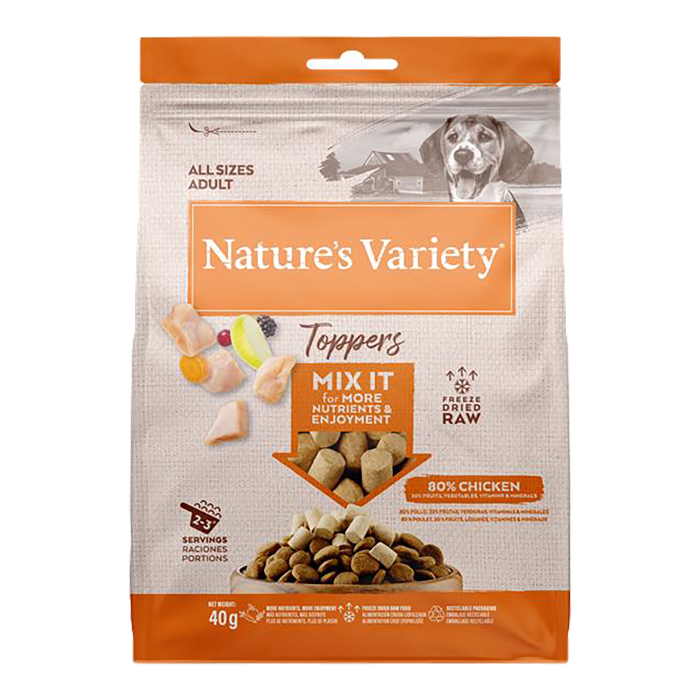 Imagen 0 de Toppers para perros adultos Nature's Variety pollo liofilizado 40 g