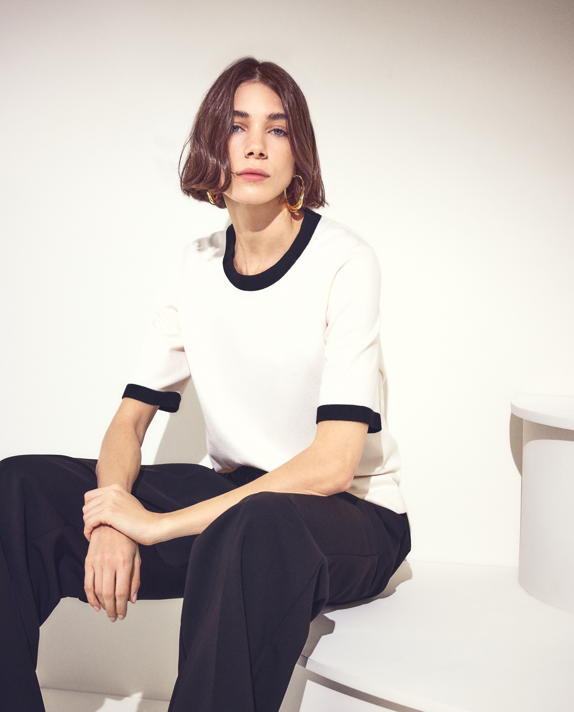 Twin Set Fitted Casaco e Camisola de Malha Lisos 120 Cru-2