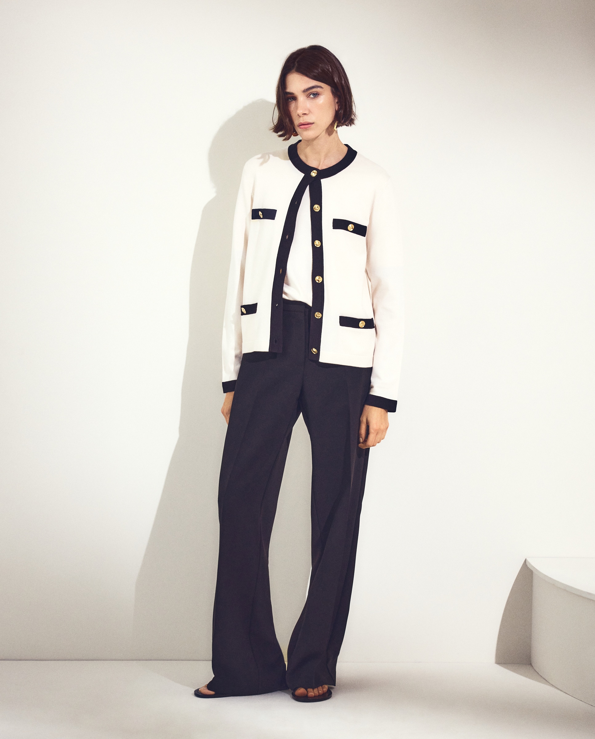 Twin Set Fitted Casaco e Camisola de Malha Lisos 120 Cru-3