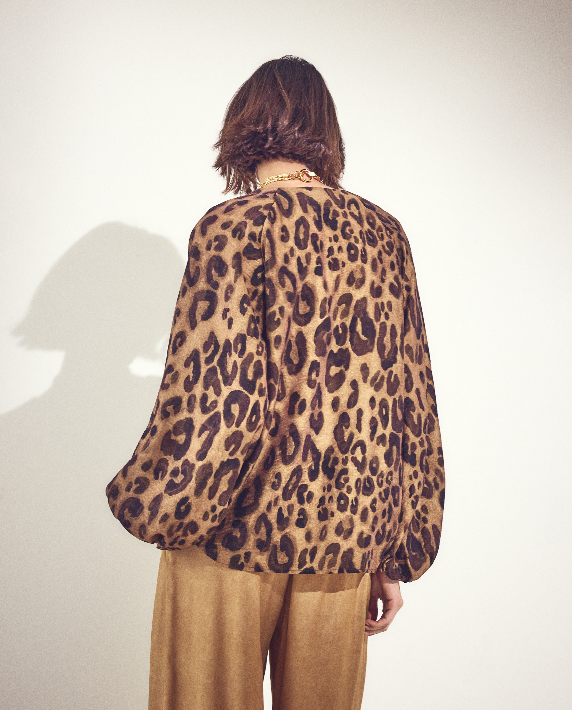 Blusa de Manga Comprida com Animal Print Castanho-4