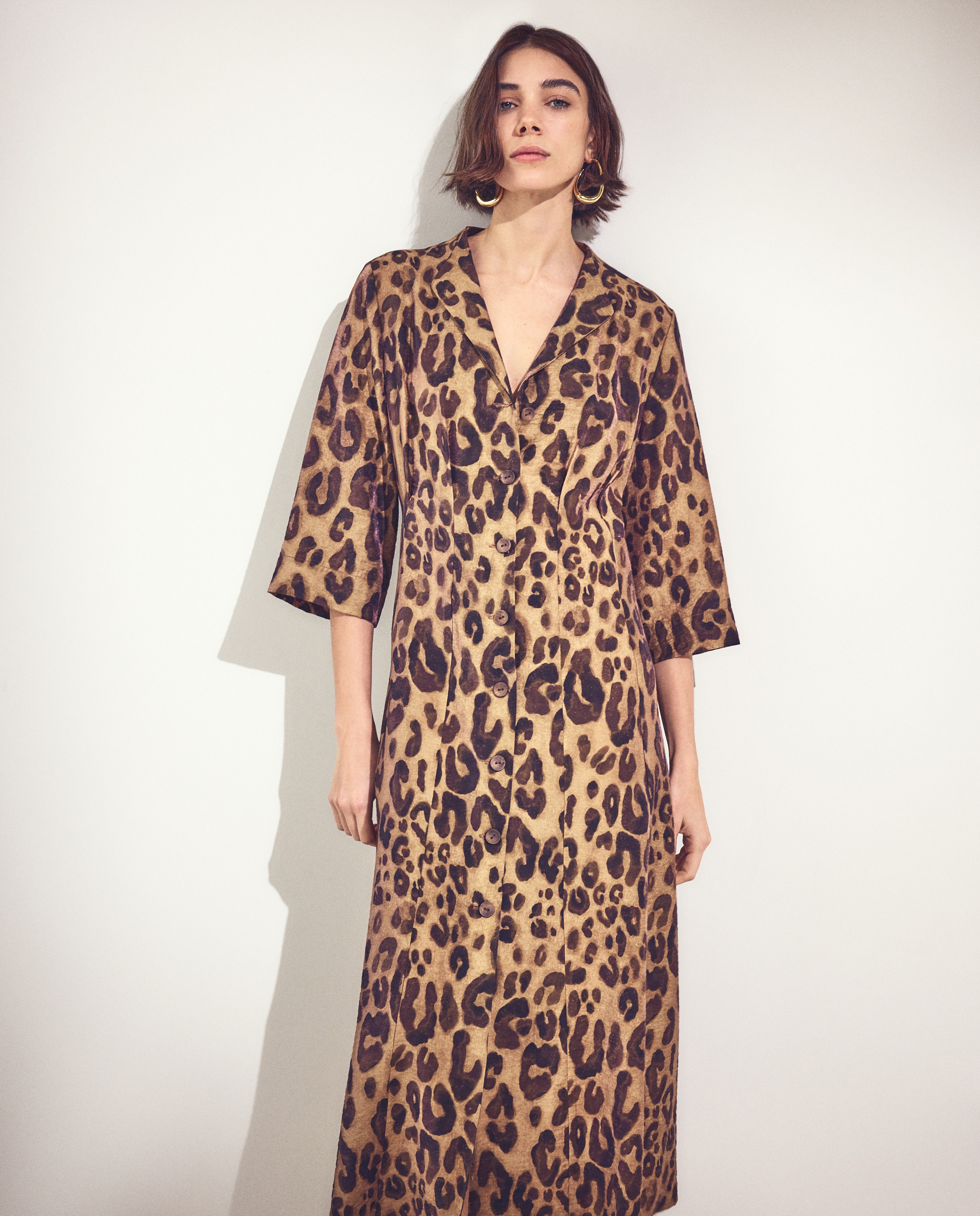 Imagem 0 de Vestido de manga comprida com animal print