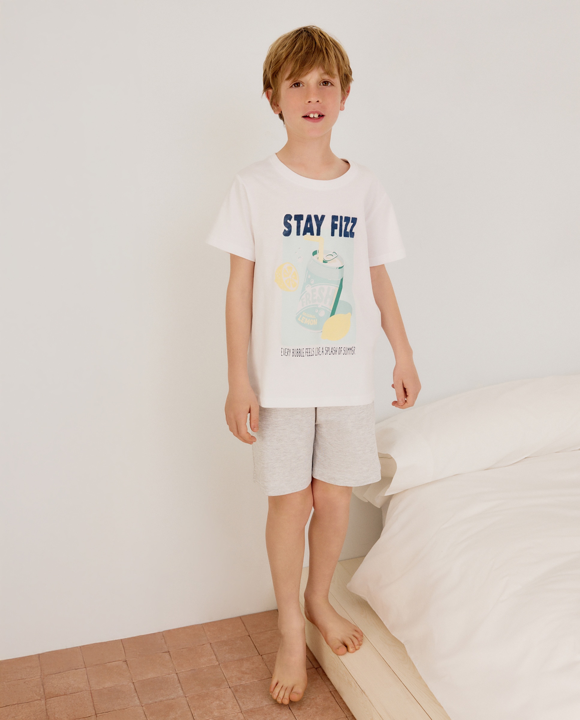 Pijama de Malha Curto com Estampado de Fantasia Cotton Juice Branco-2