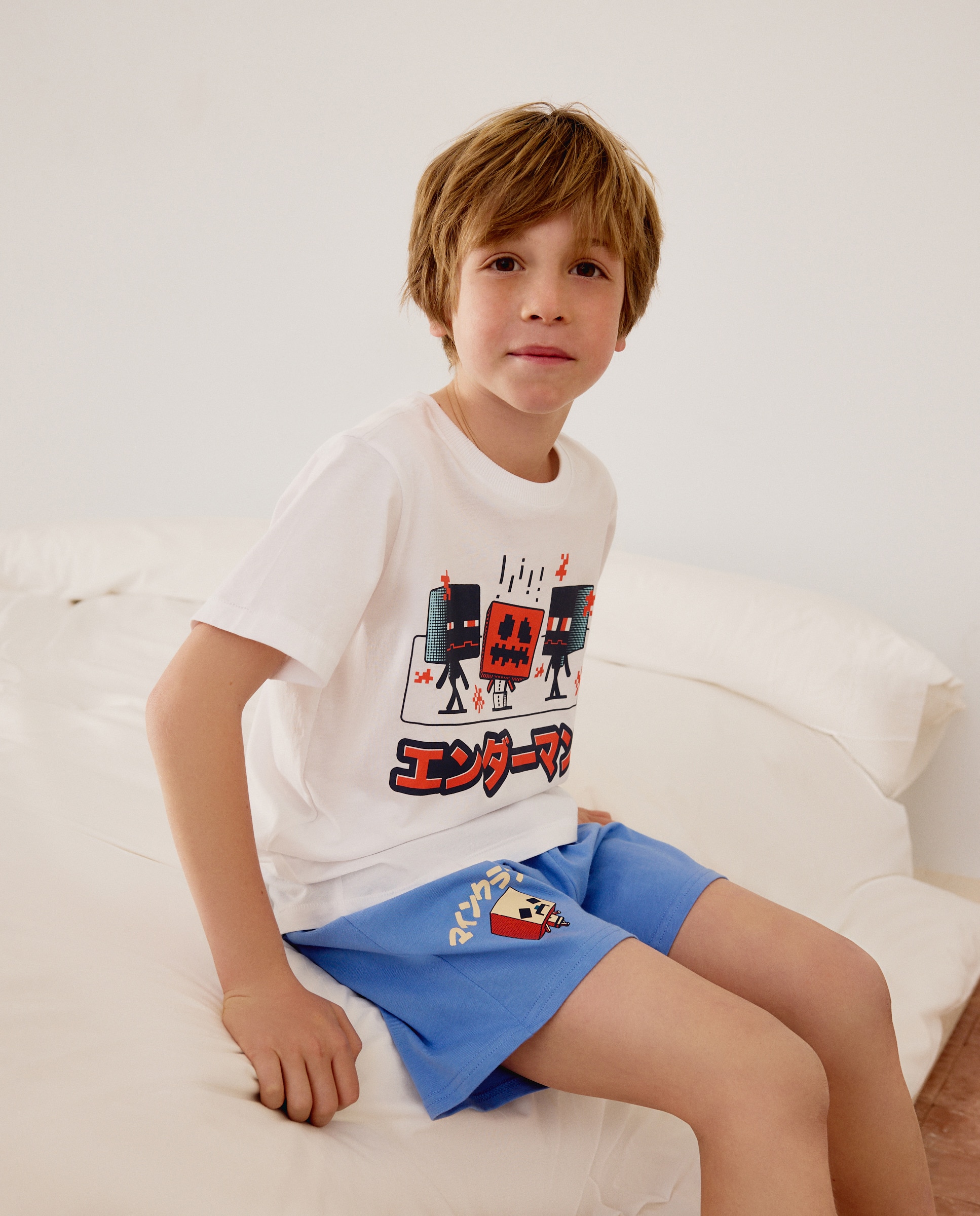 T-shirt de Manga Curta Minecraft Cotton Juice Branco-2