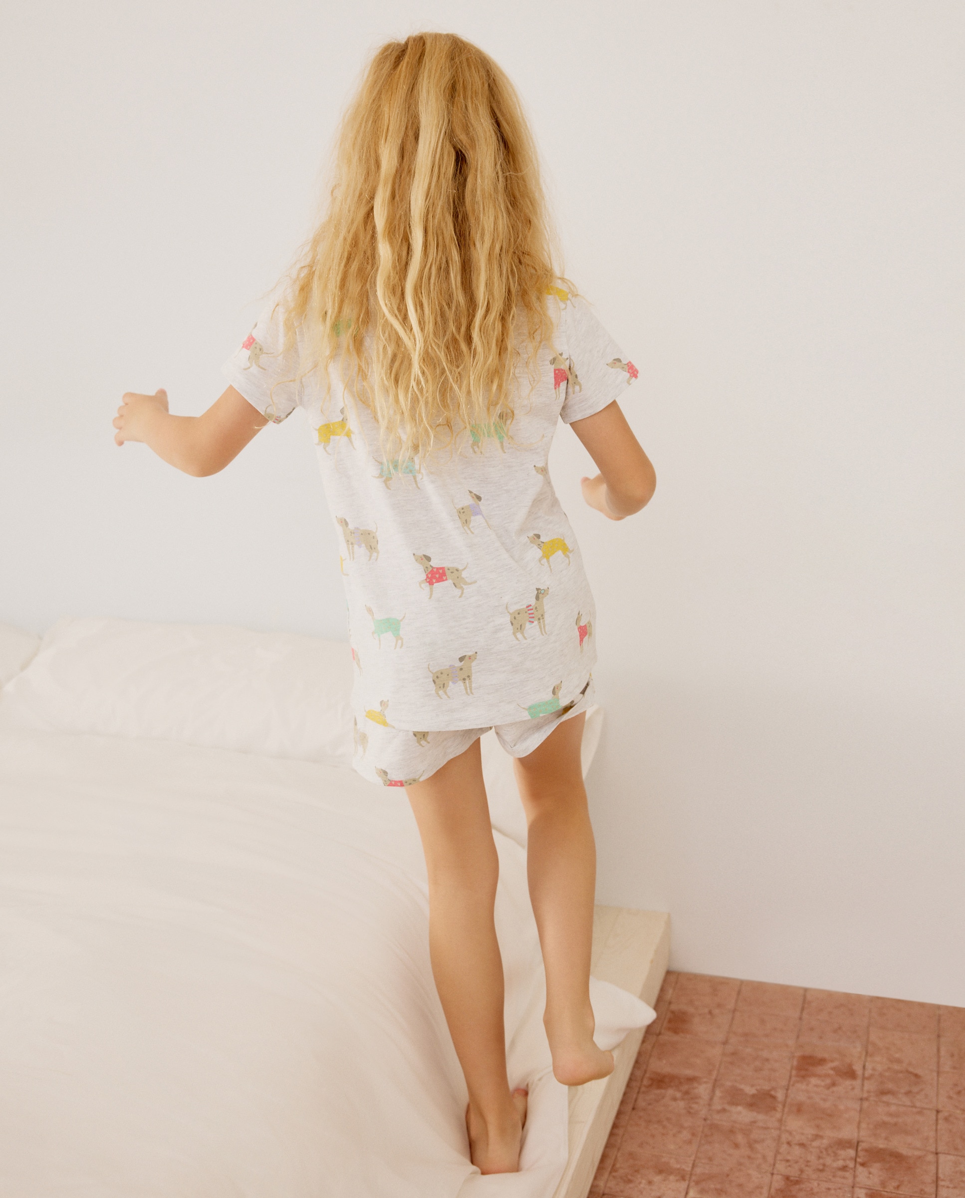 Pijama Curto com Estampado de Cães Cotton Juice Cinzento-3