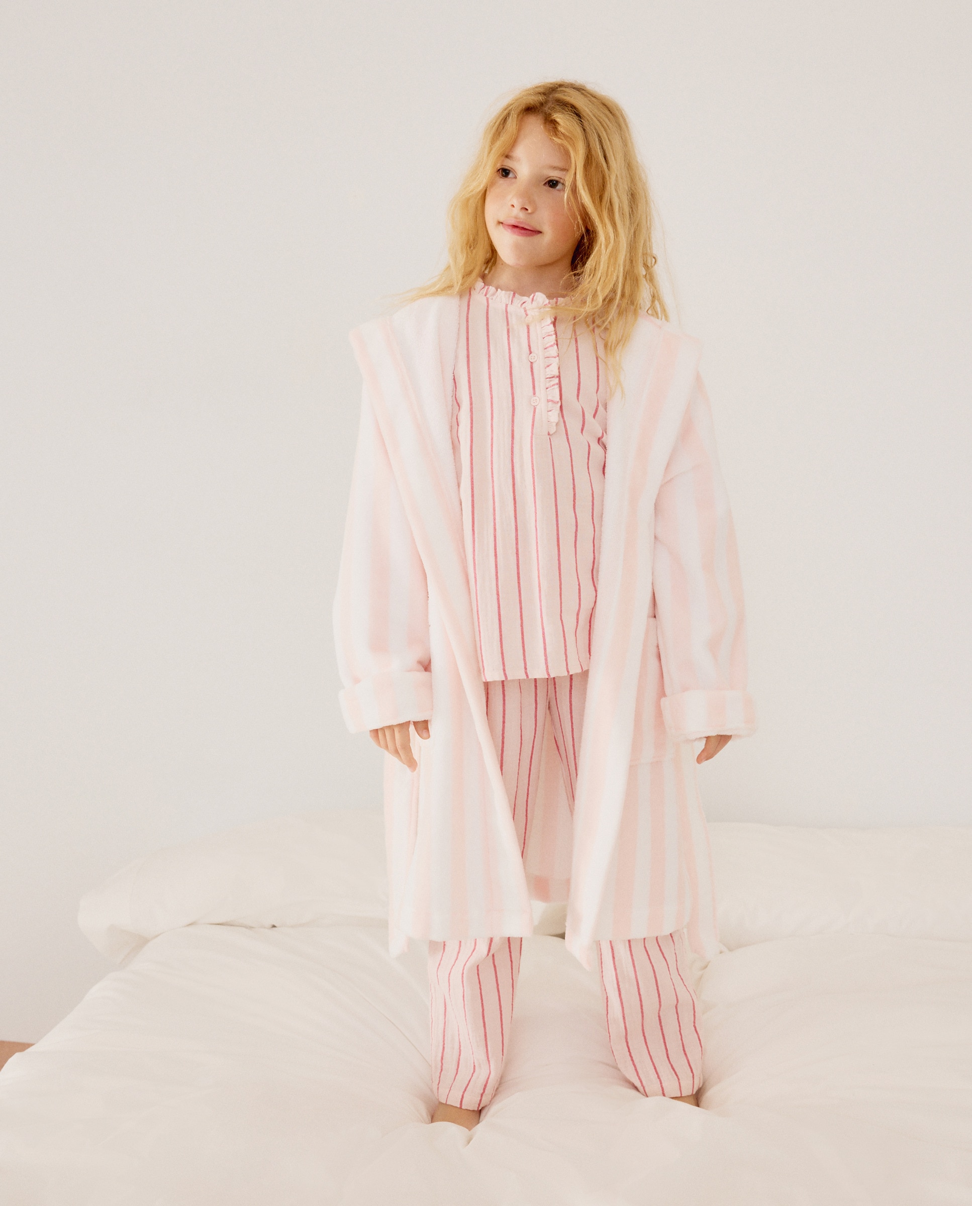 Imagem 0 de Roupão de Banho de Algodão às Riscas