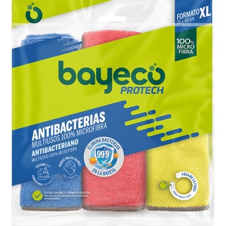 bayeta microfibra multiusos Protech antibacterias paquete 3 unidades - Bayeco
