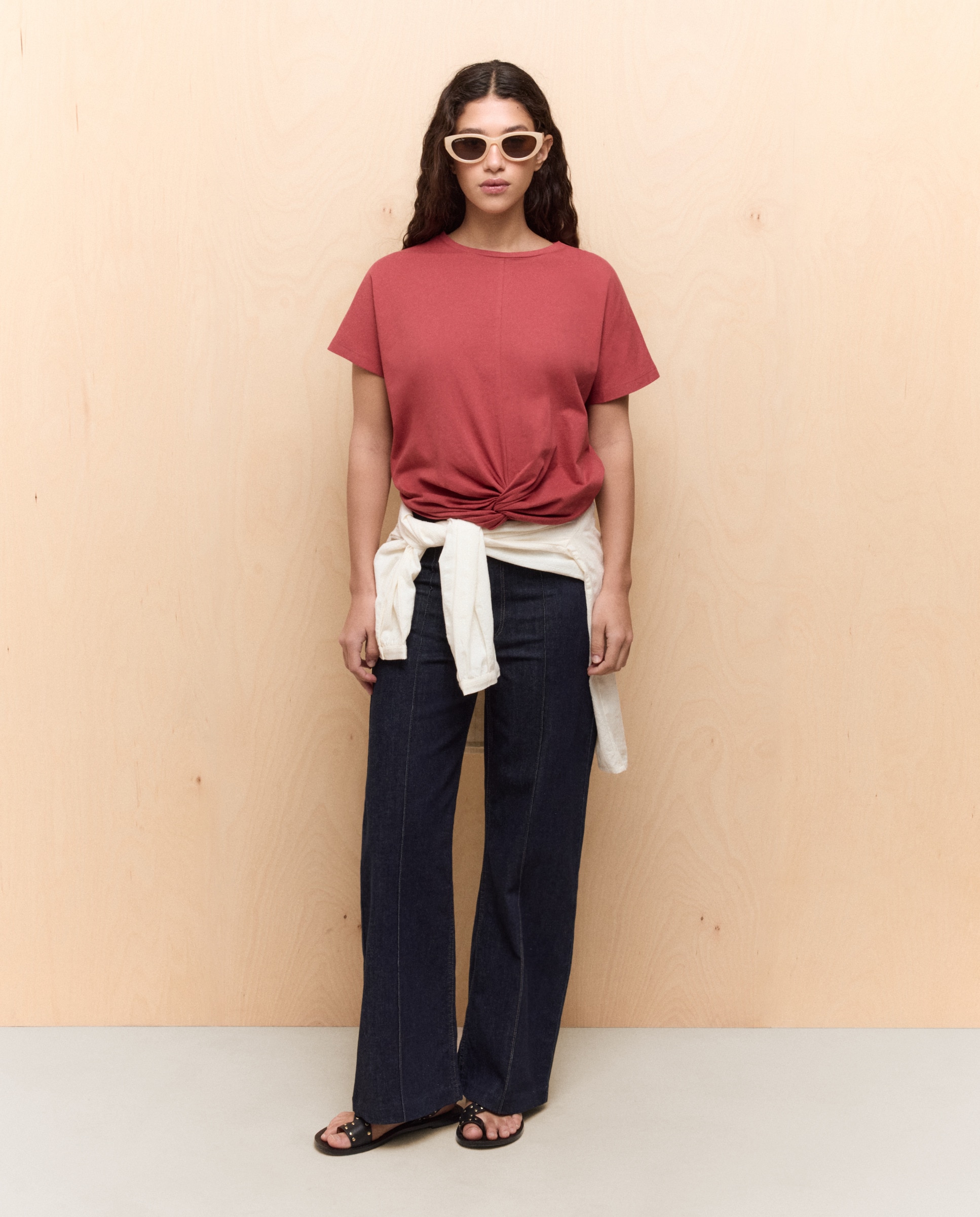 T-shirt de mulher com manga curta Cobre-2