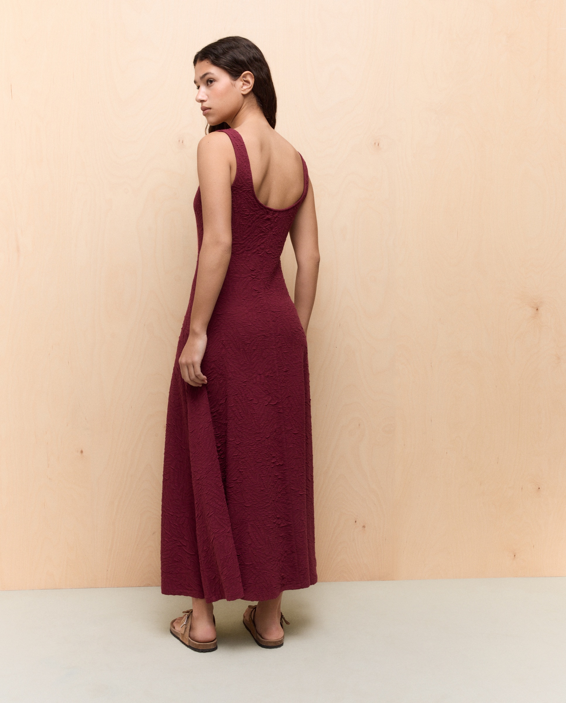 Vestido de Alças Midi Bordeaux-3