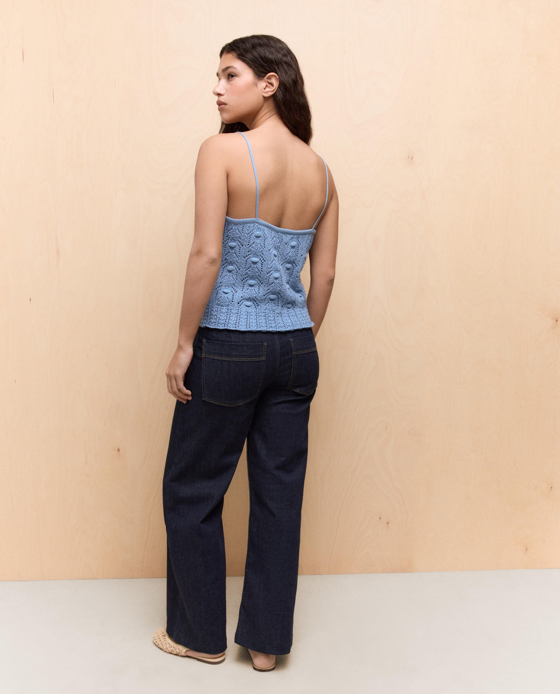 Top de Malha Tipo Crochet com Alças 490 Petróleo-3