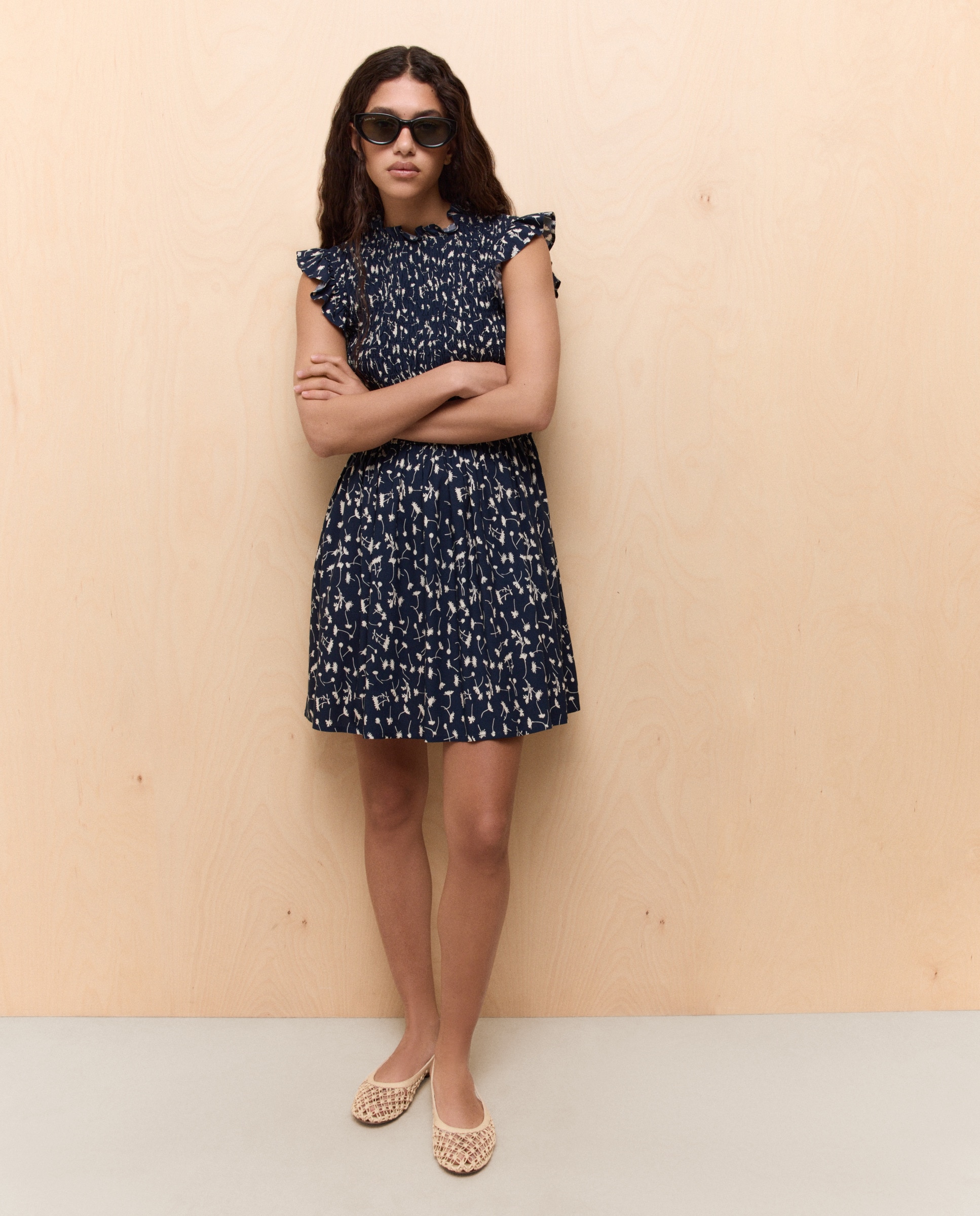 Vestido Curto sem Mangas e com Estampado Azul-2