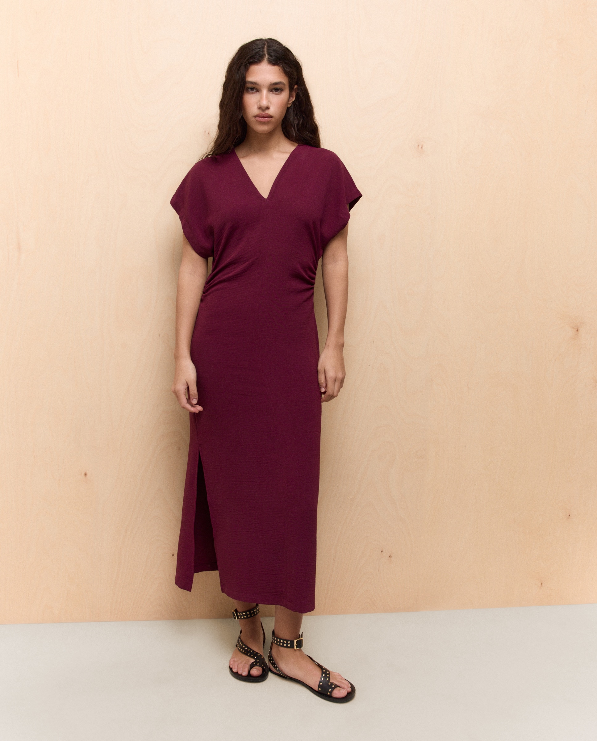 Imagem 0 de Vestido Midi Drapeado sem Mangas