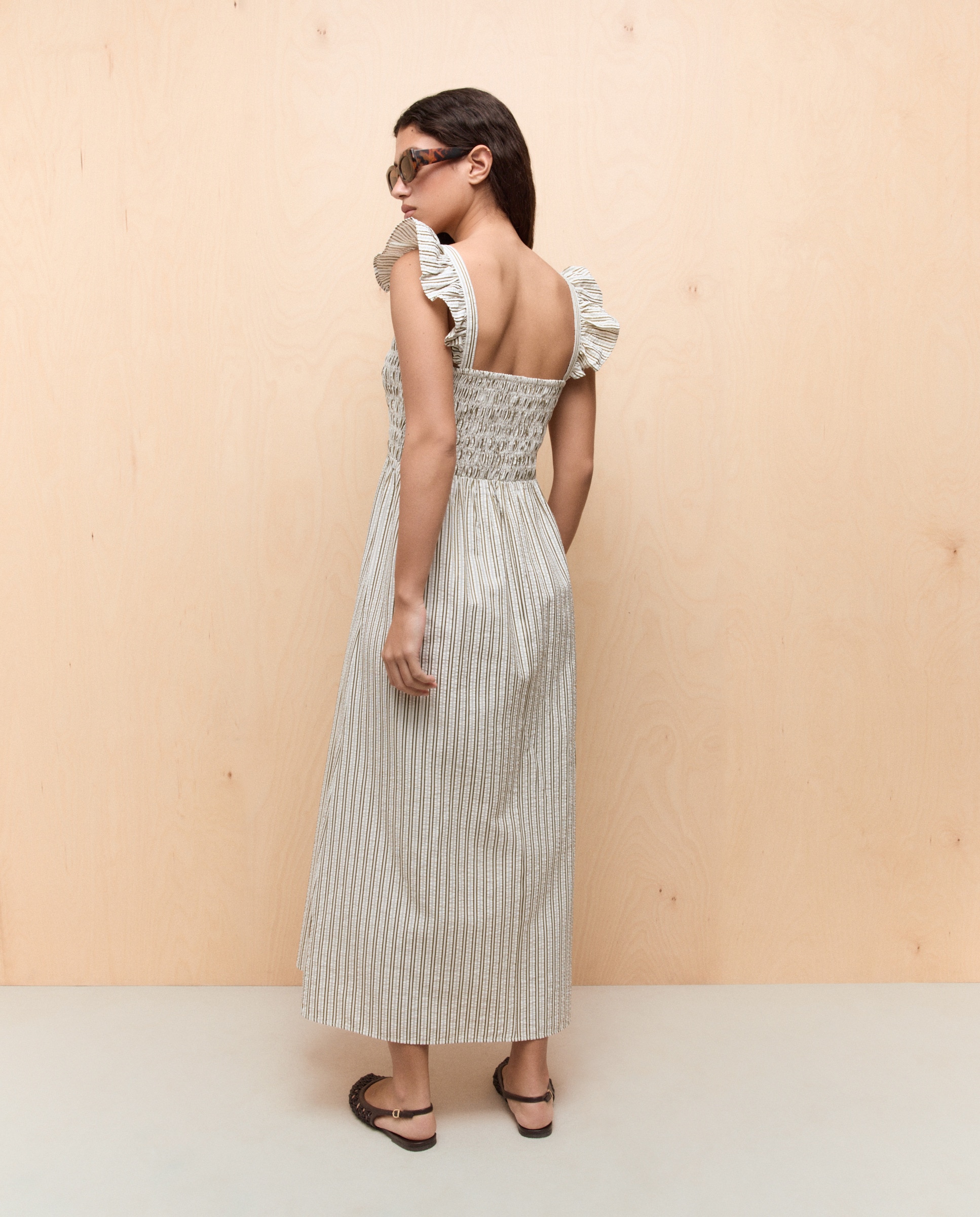 Vestido Comprido com Favos de Mel Verde-3
