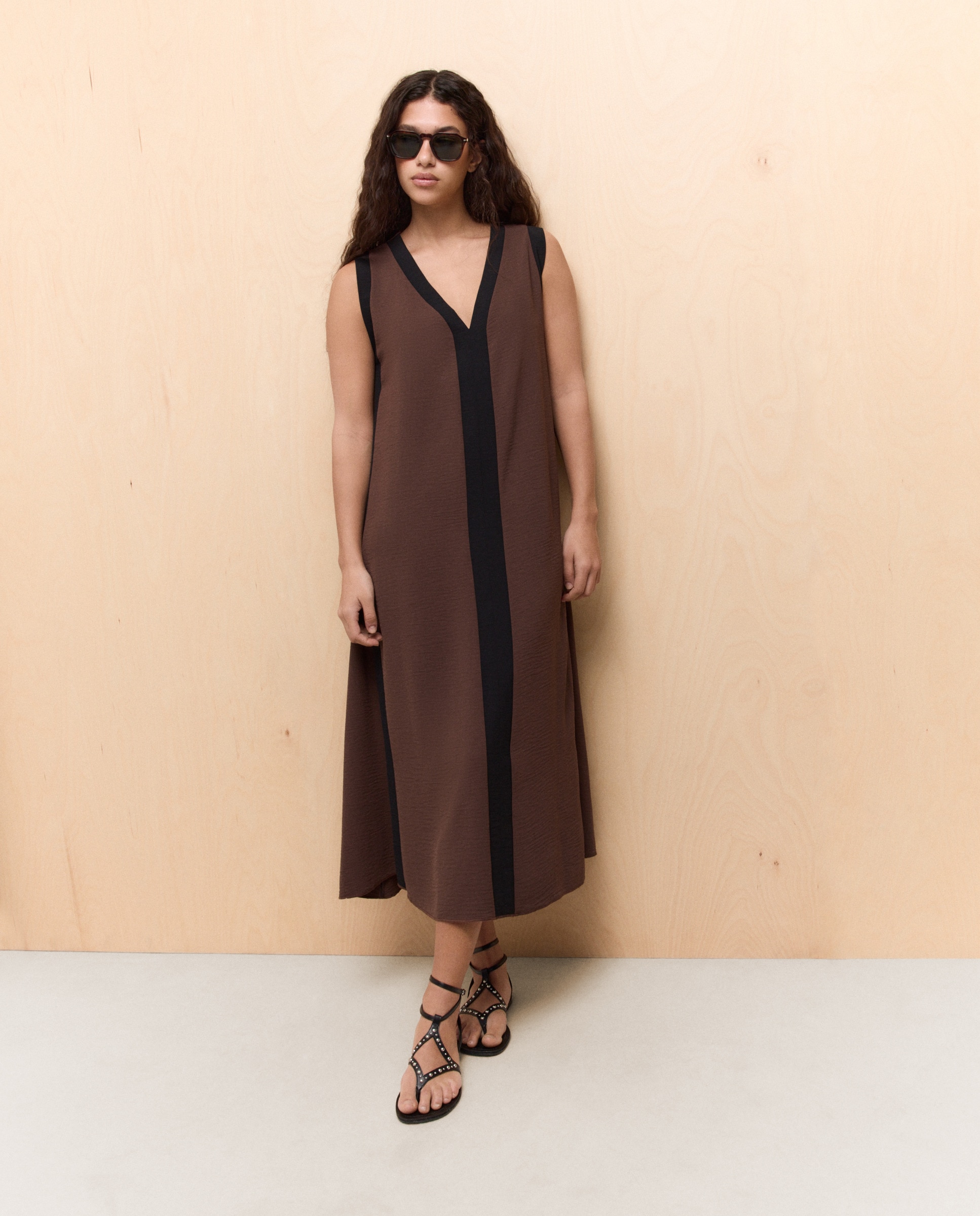 Imagem 0 de Vestido Comprido com Lavagem e Contrastes
