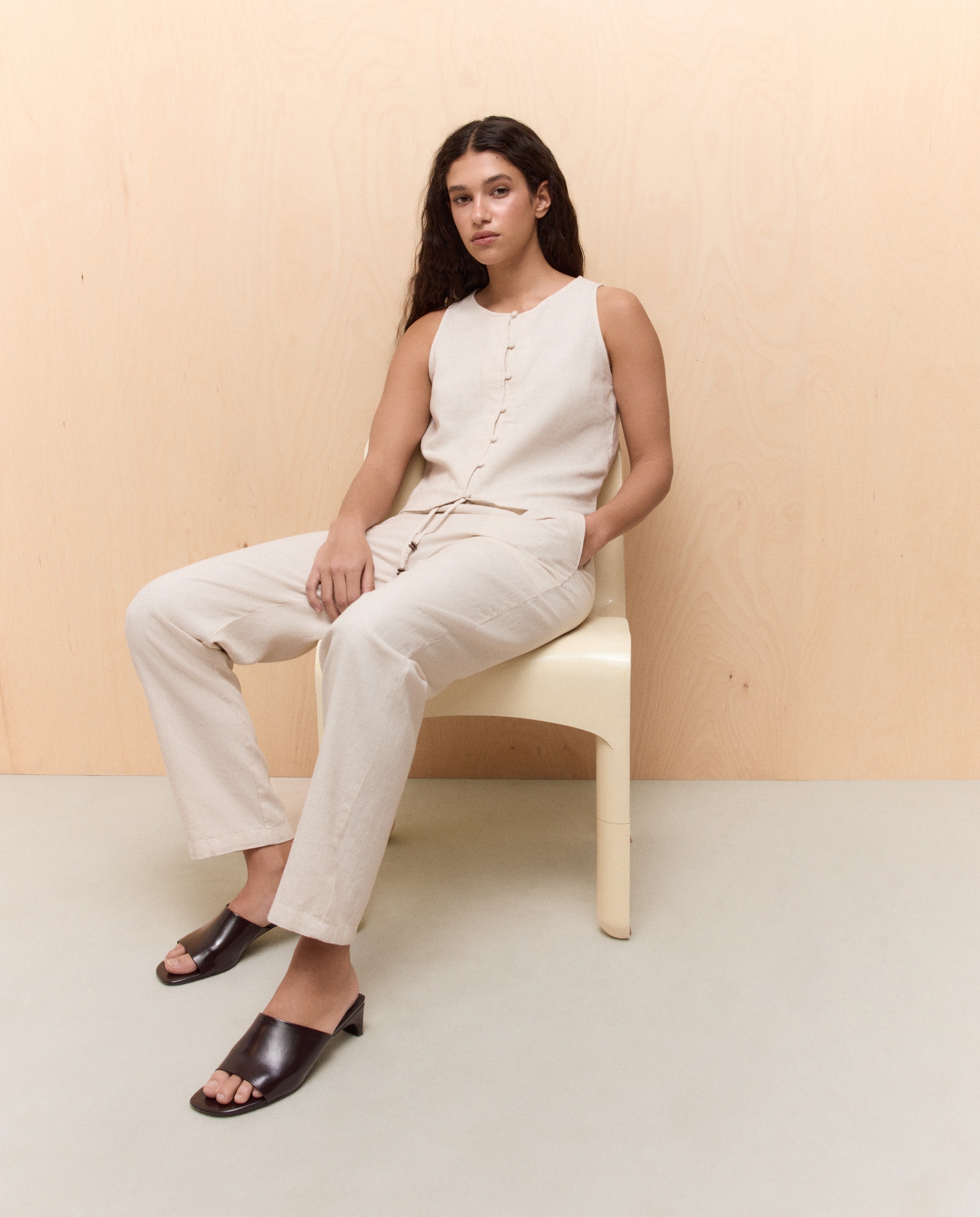 Imagem 0 de Top de Decote Redondo com Linho