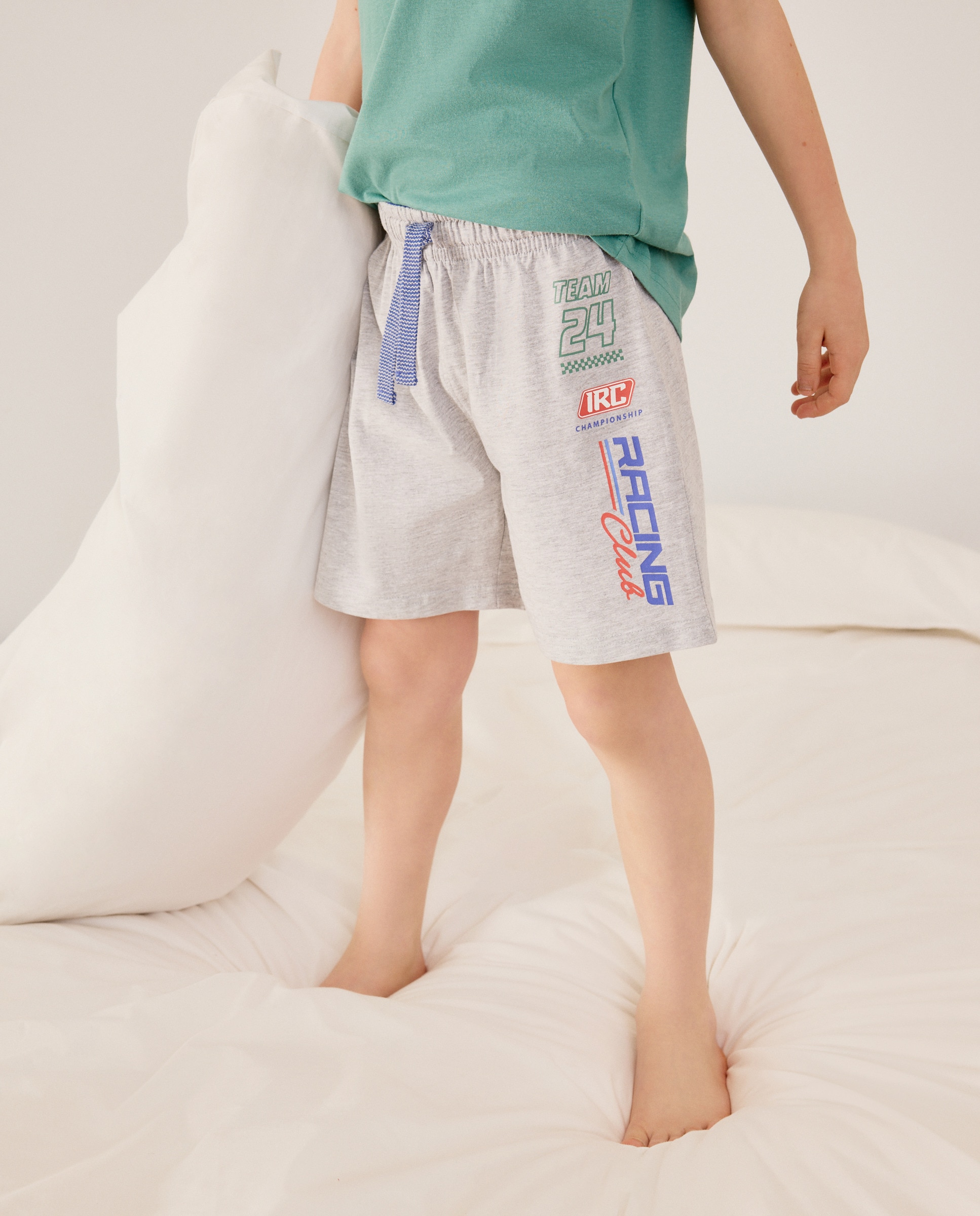 Calções de Malha com Estampado de Fantasia Preto-2