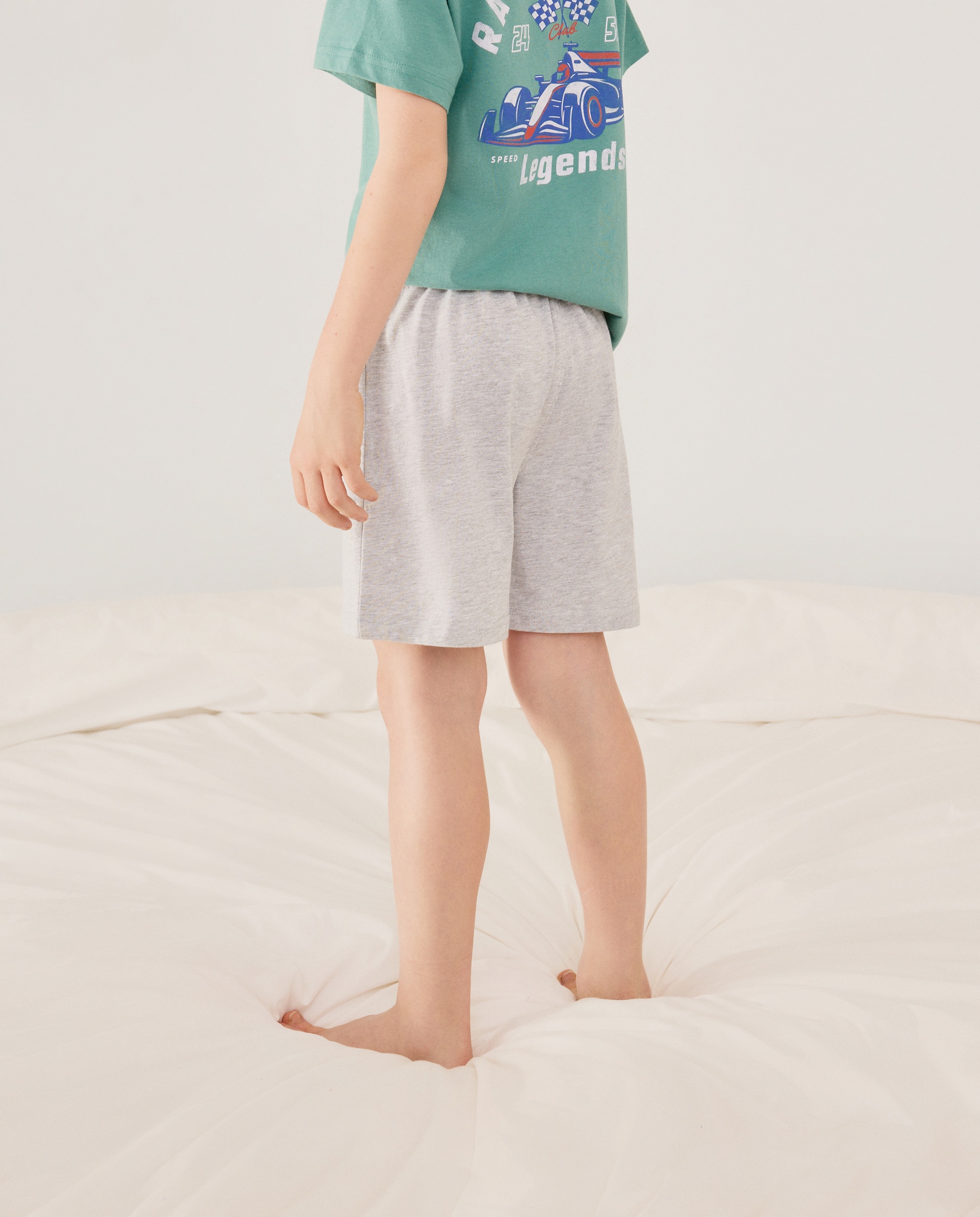 Calções de Malha com Estampado de Fantasia Preto-3