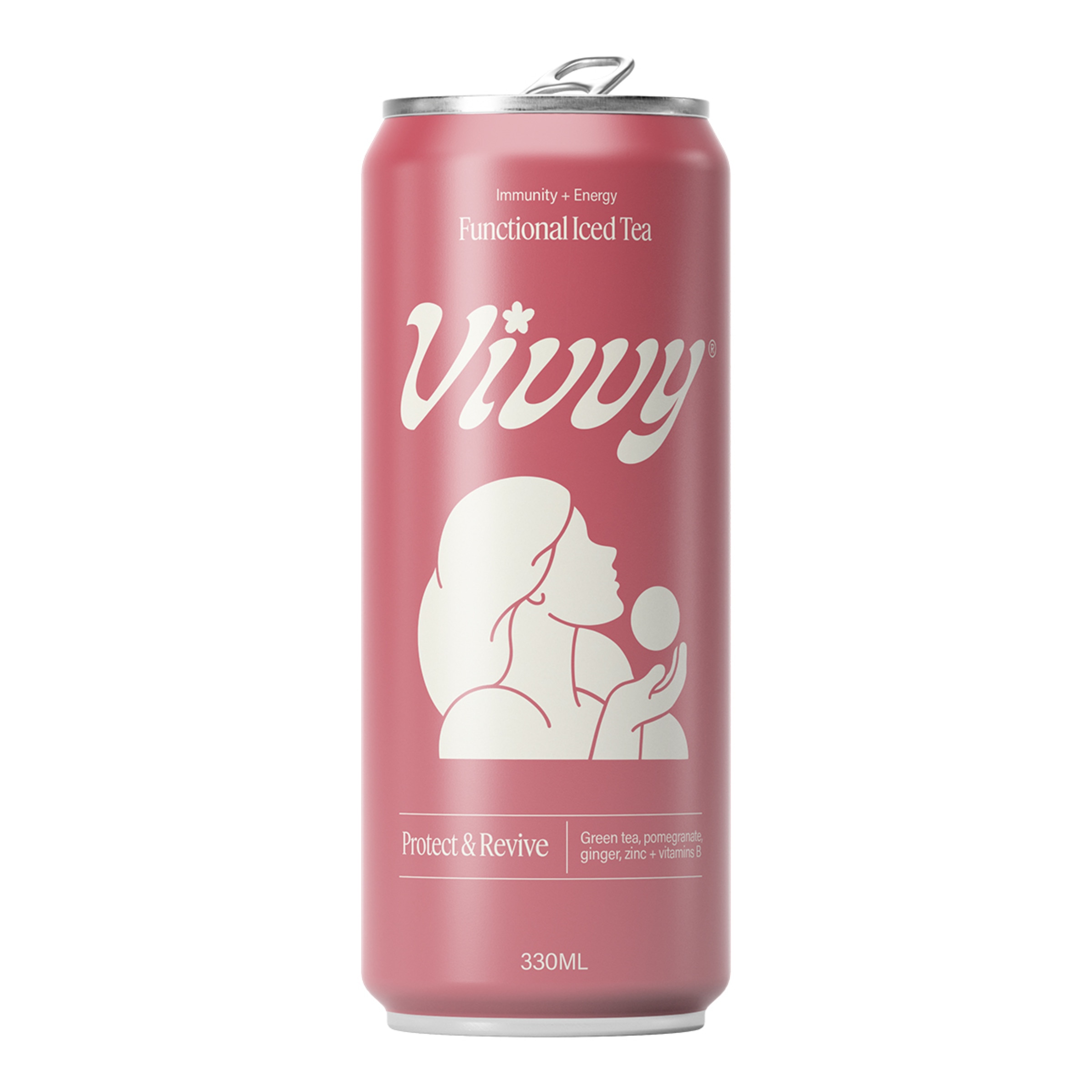 Imagen 0 de Bebida refrescante a base de té verde Iced Tea funcional con granada, jengibre, vitaminas B y zinc Vivvy