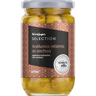 aceituna manzanilla rellenas de anchoa IGP de Sevilla frasco 150 g neto escurrido - El Corte Ingles Selection