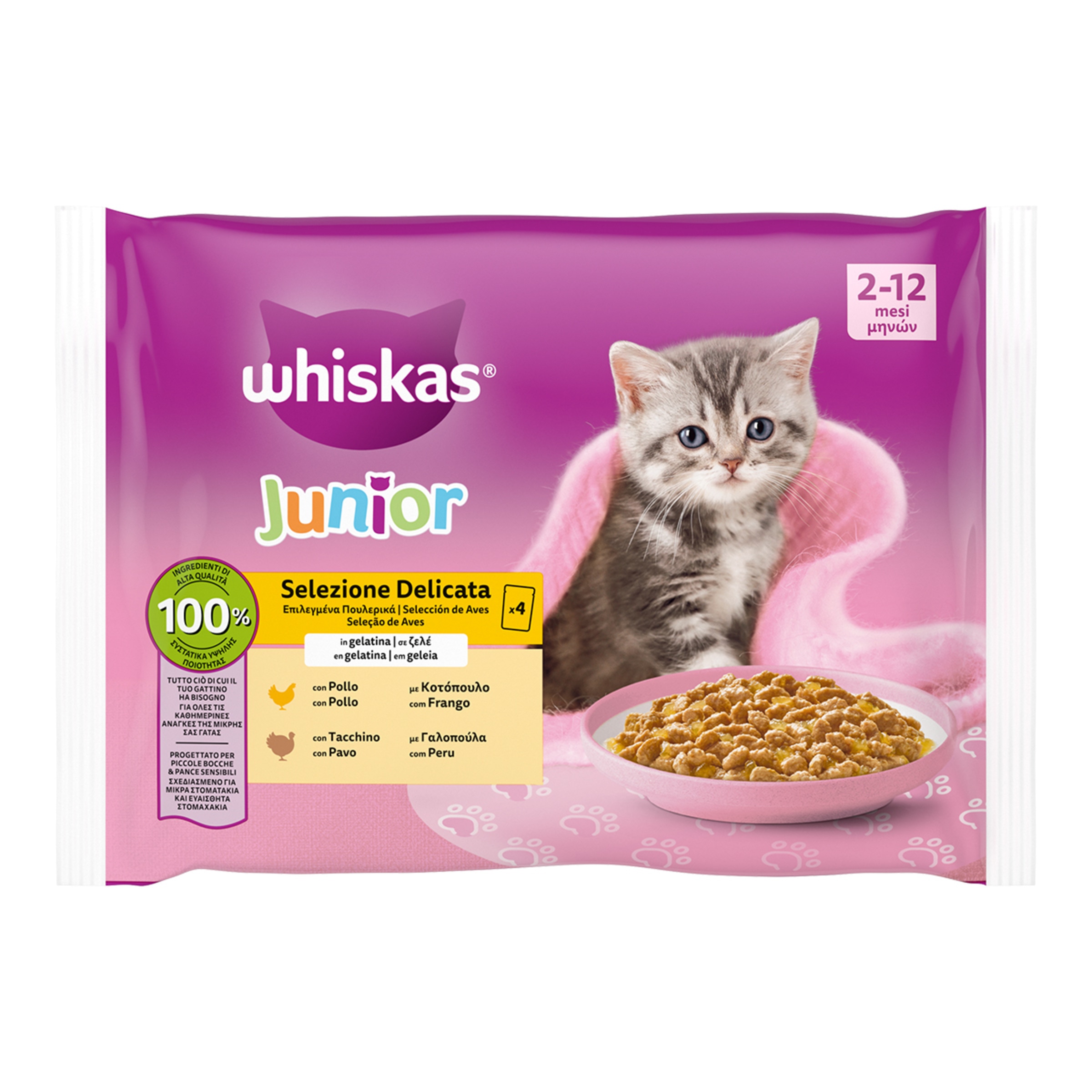 Imagen 0 de Comida húmeda para gatos Whiskas Junior Selección aves 4 x 85 g
