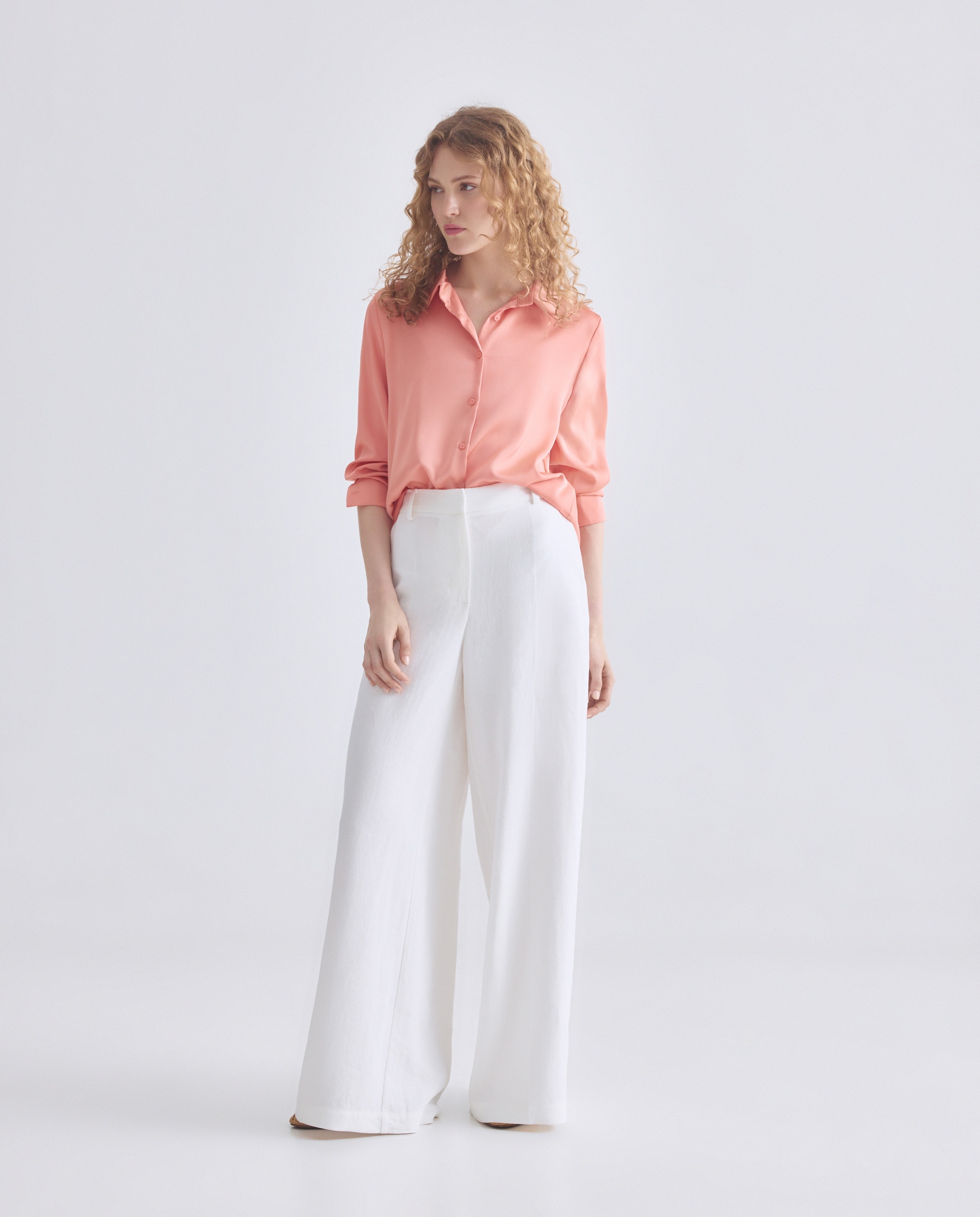 Camisa lisa com manga comprida Coral-2