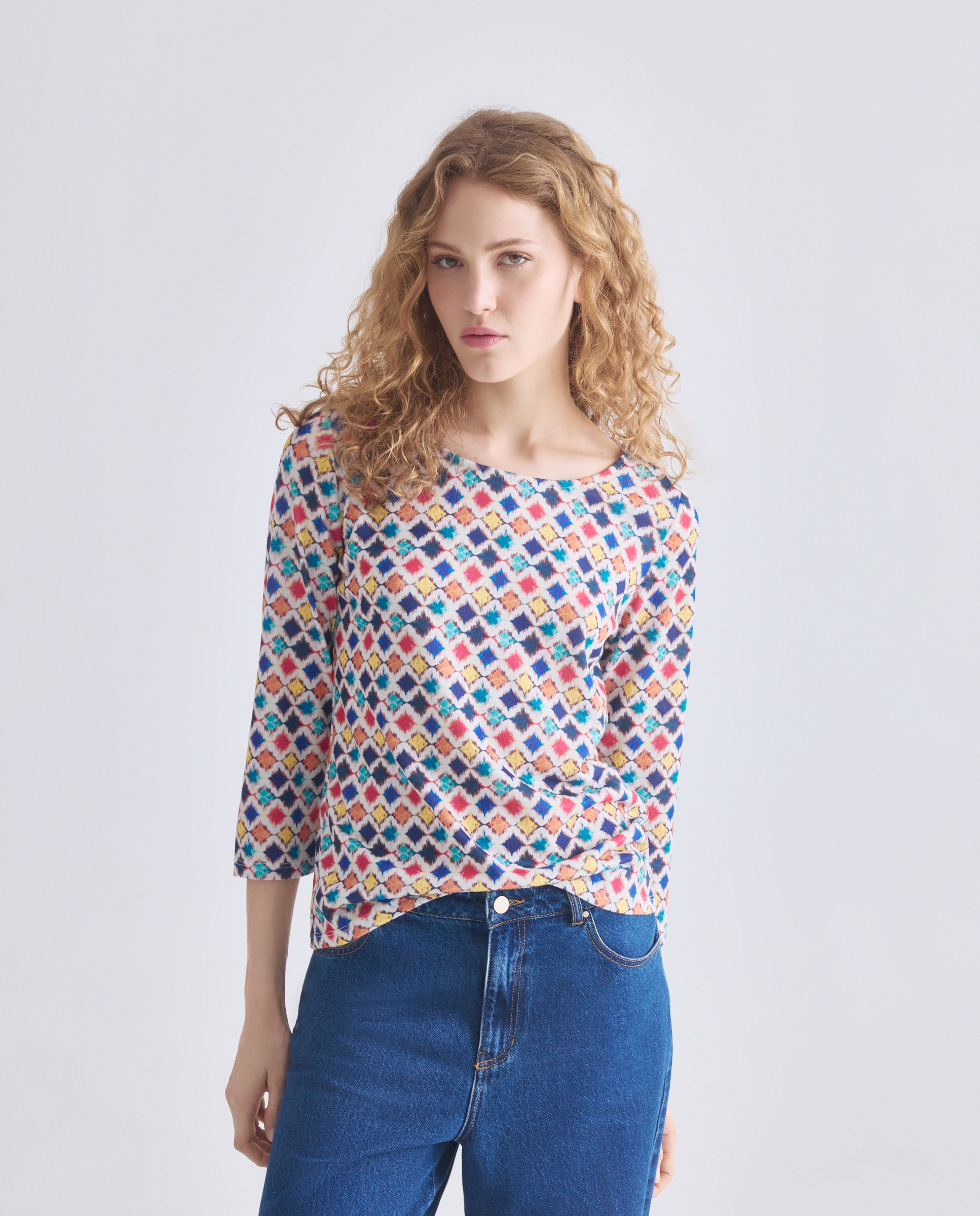 Camisola Estampada com Manga 3/4 Multicolor-1