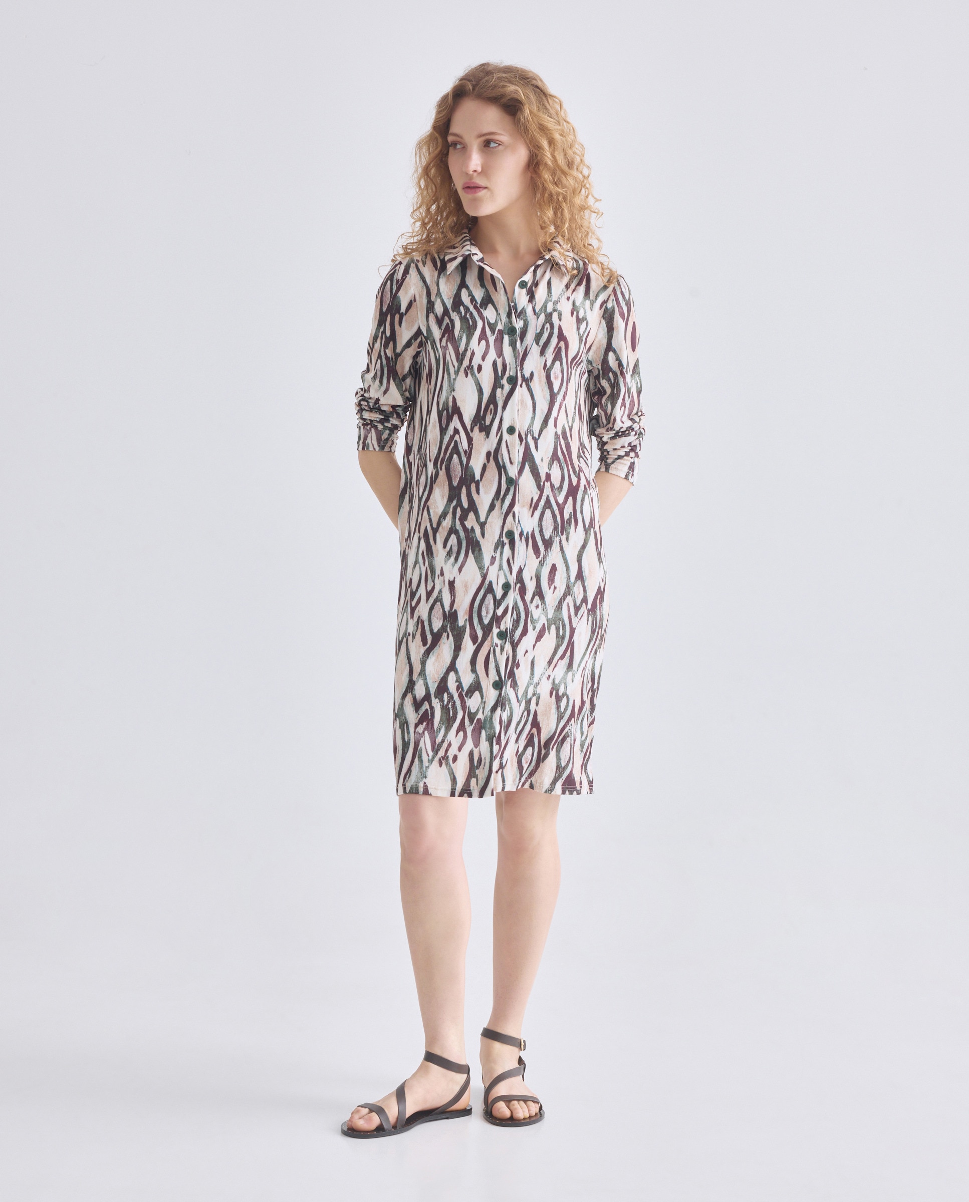 Imagem 0 de Vestido estampado de manga comprida