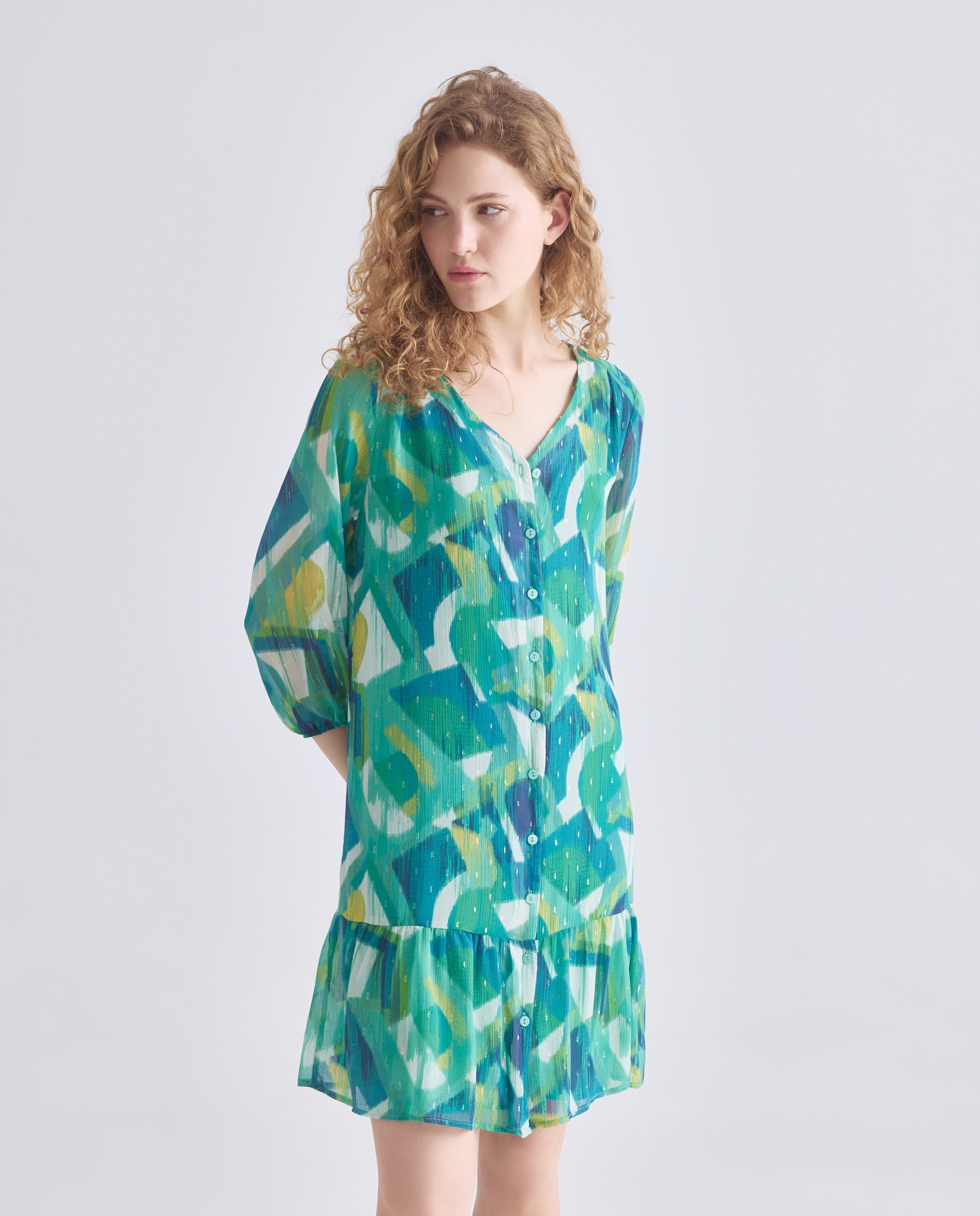 Imagem 0 de Vestido estampado de manga comprida