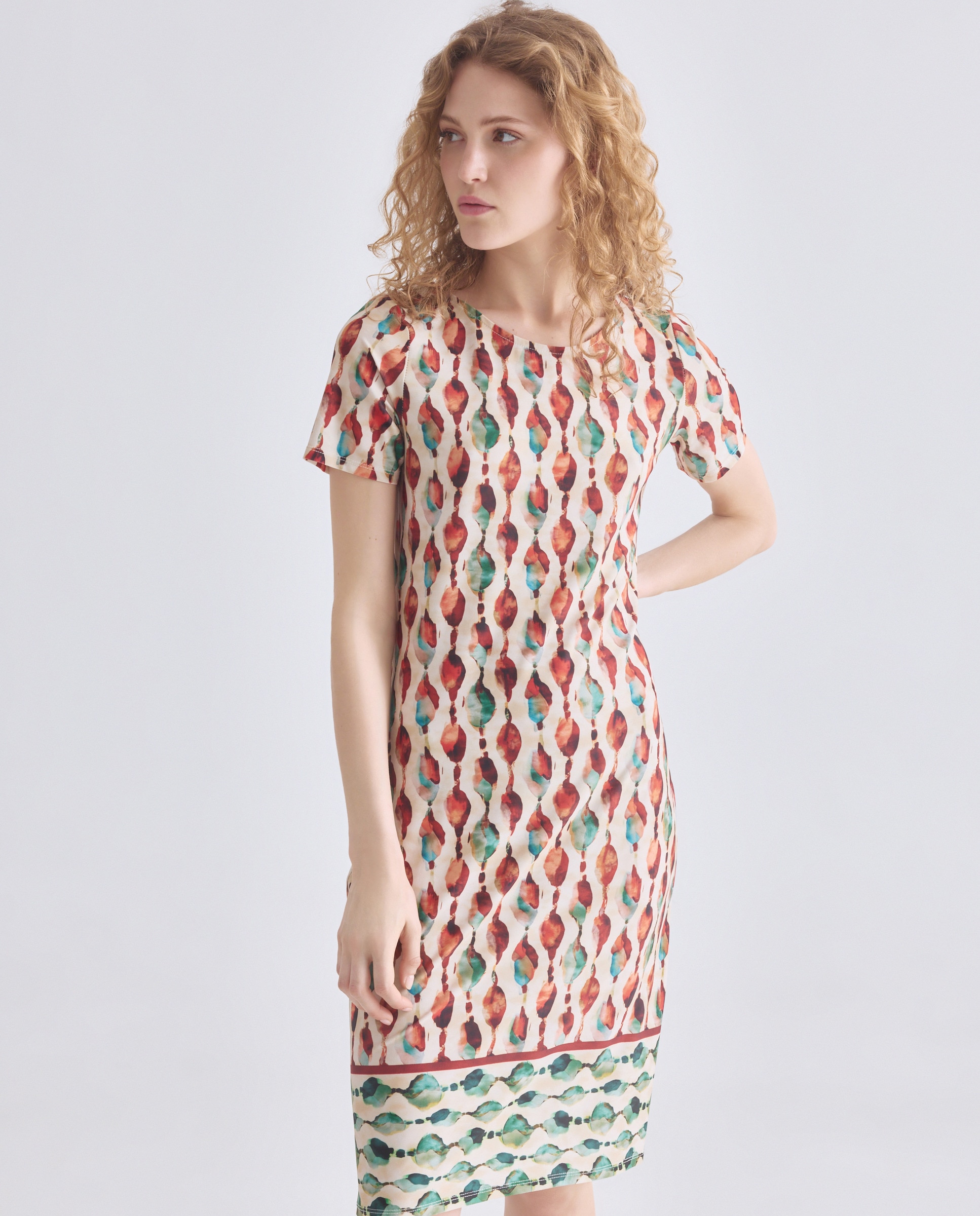 Vestido Estampado com Manga Curta Multicolor-2