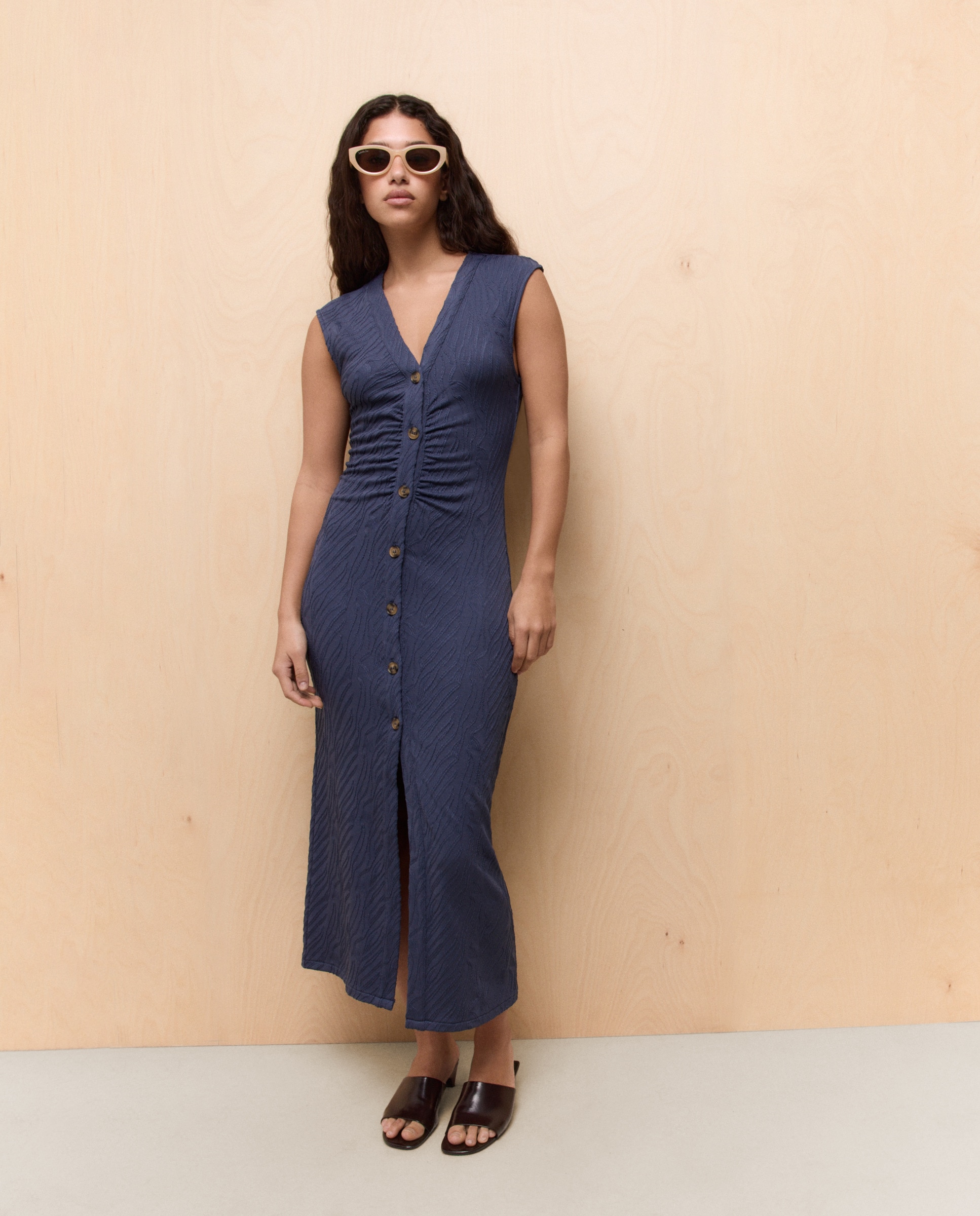 Vestido Midi sem Mangas 410 Azul Claro-2