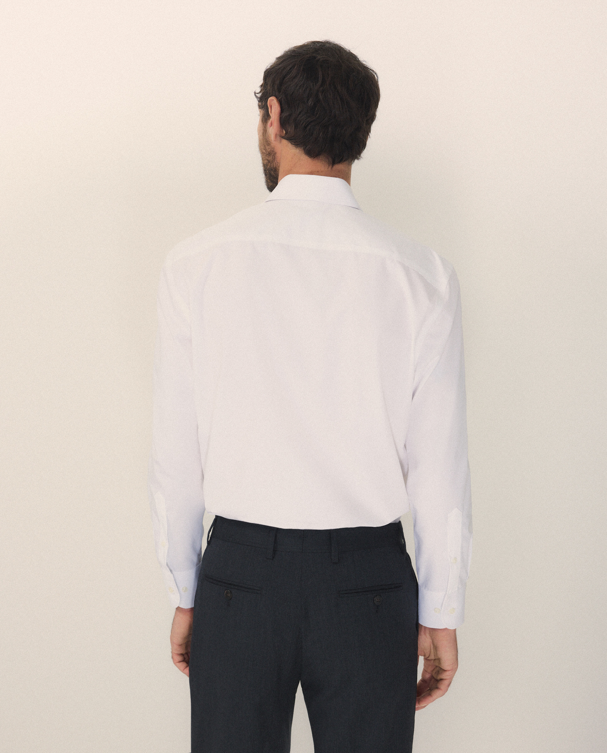 Camisa Clássica com Manga Comprida e Gola Inglesa Branco-3