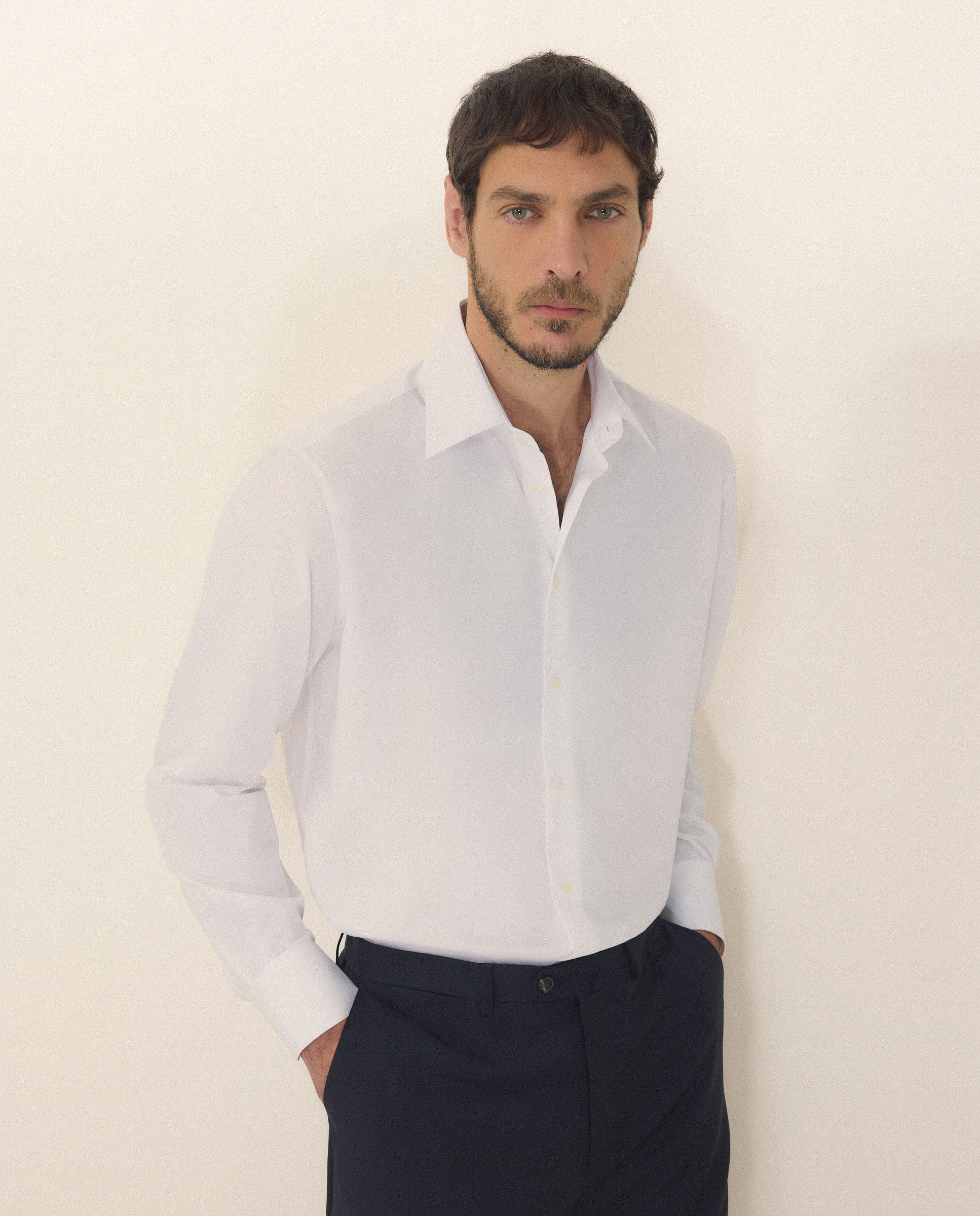 Camisa Clássica Non Iron com Manga Comprida Branco-1