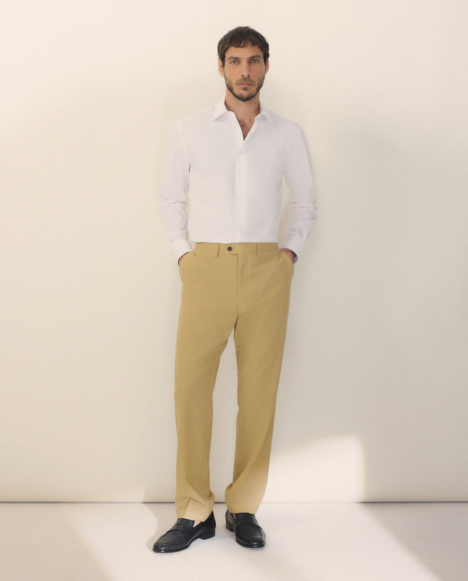 Camisa vestir de hombre regular fit cuello inglés - Emidio Tucci - Blanco Blanco-2