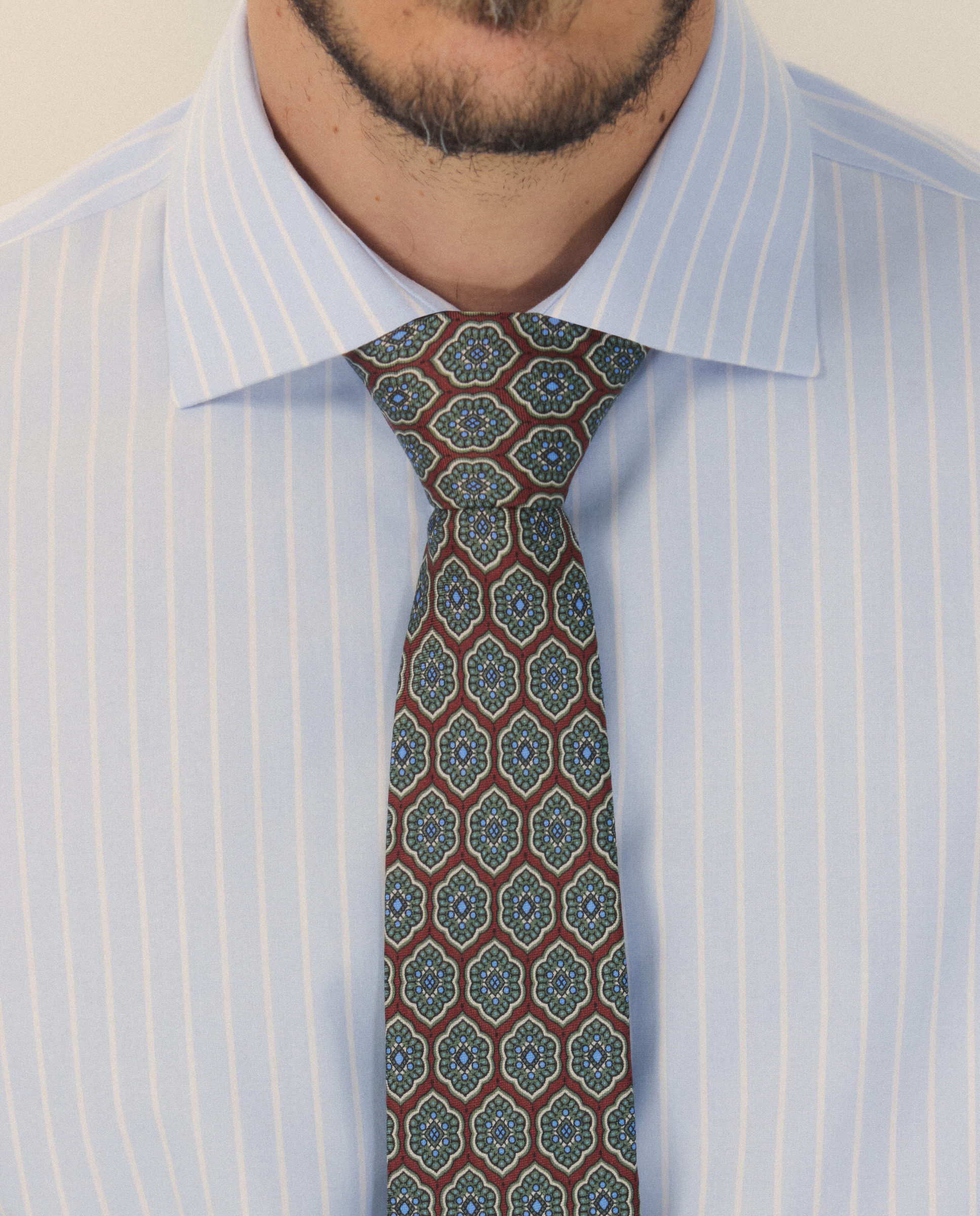 Camisa Clássica Non Iron com Risca Larga e Manga Comprida Azul-4