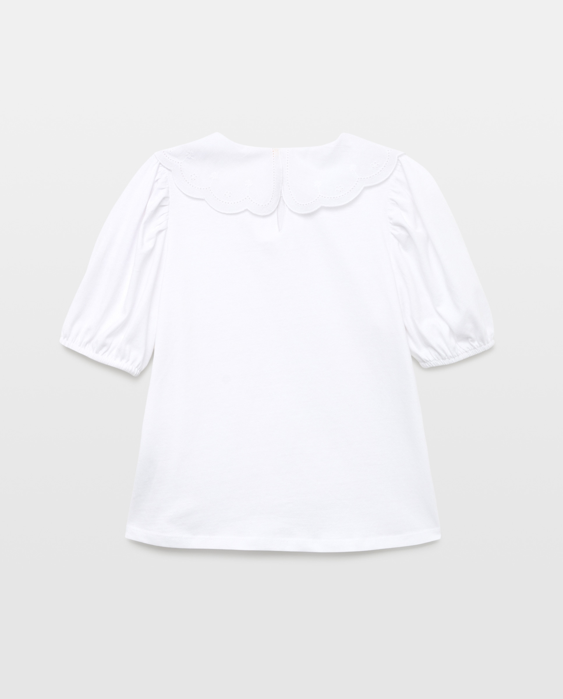 Camiseta niña manga corta y cuello Blanco-2