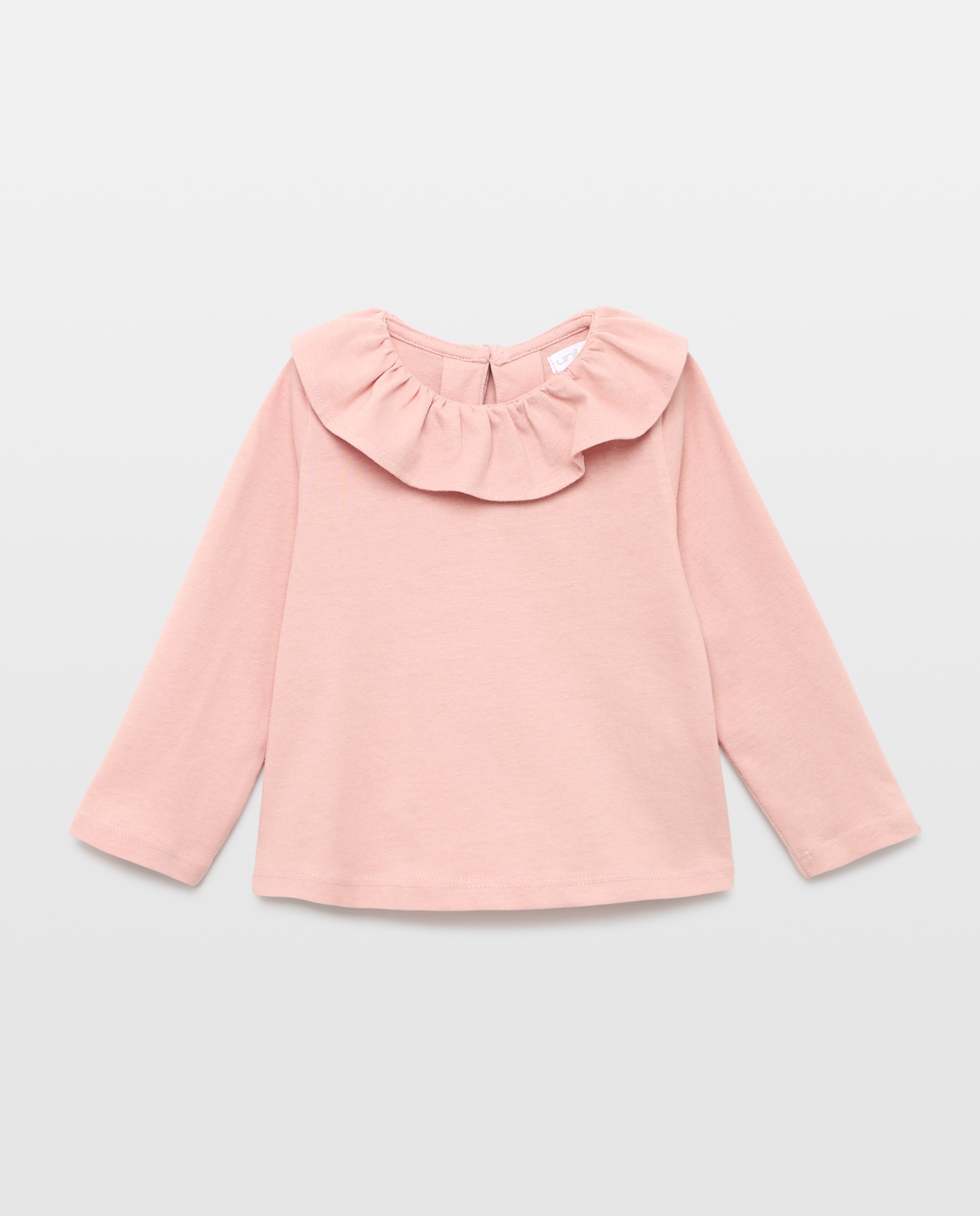 Imagen 0 de Camiseta bebé niña con cuello self fabric