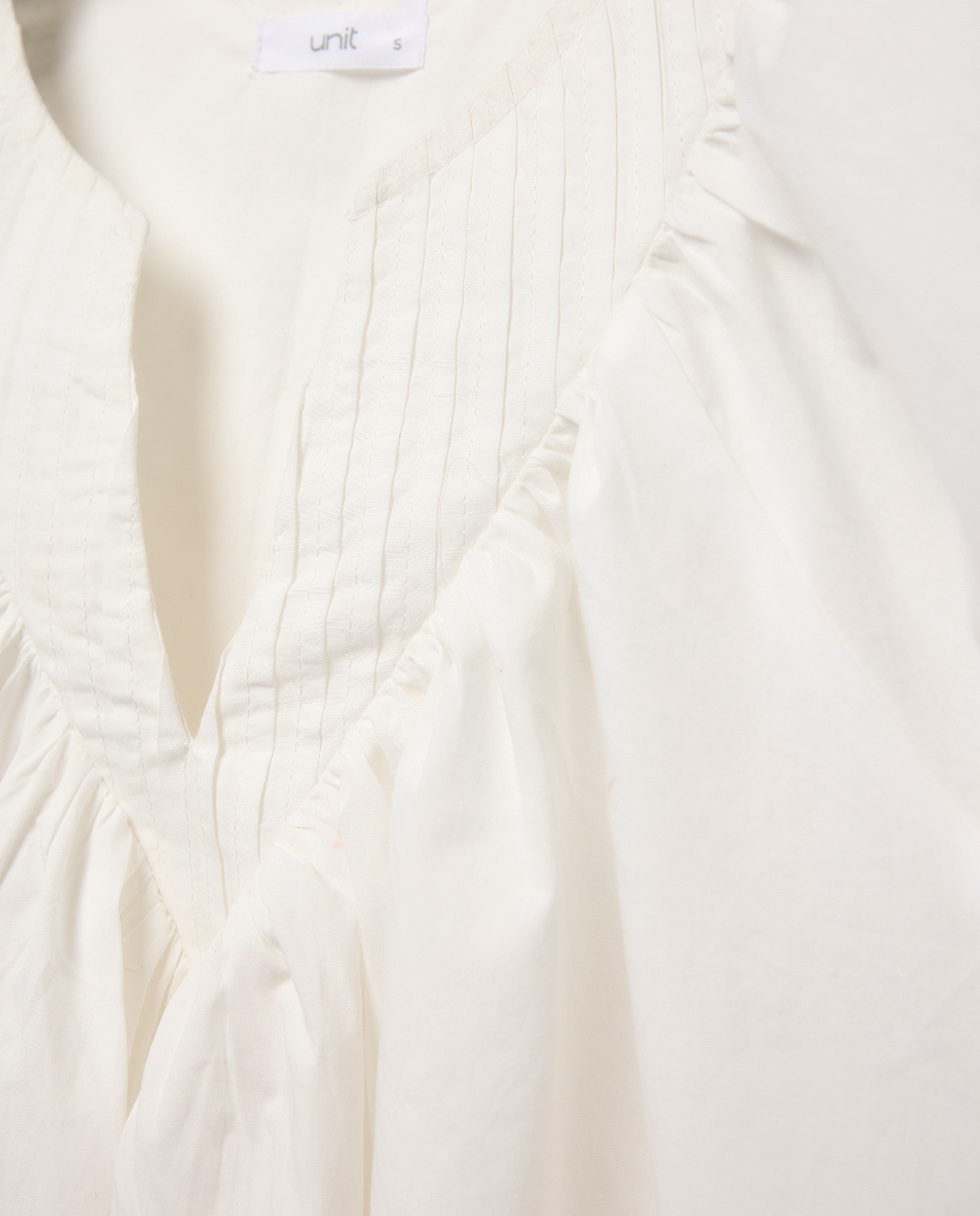 Blusa de mujer con jaretas en canesú Blanco-5