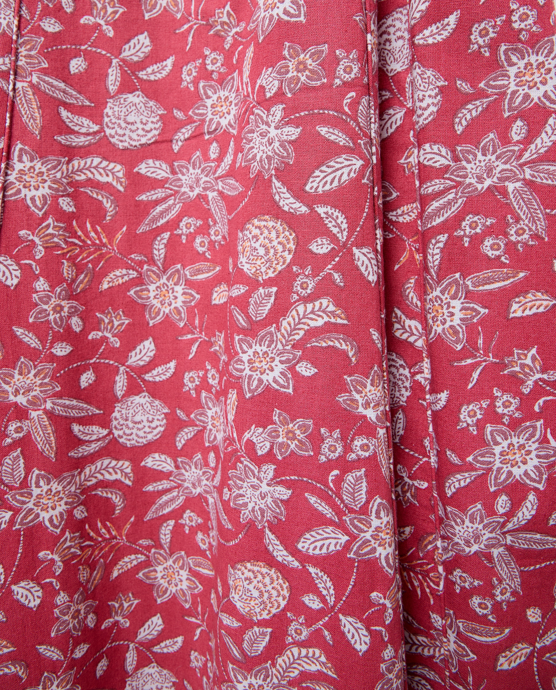 Vestido de mujer de flores con lino 600 Rojo-5