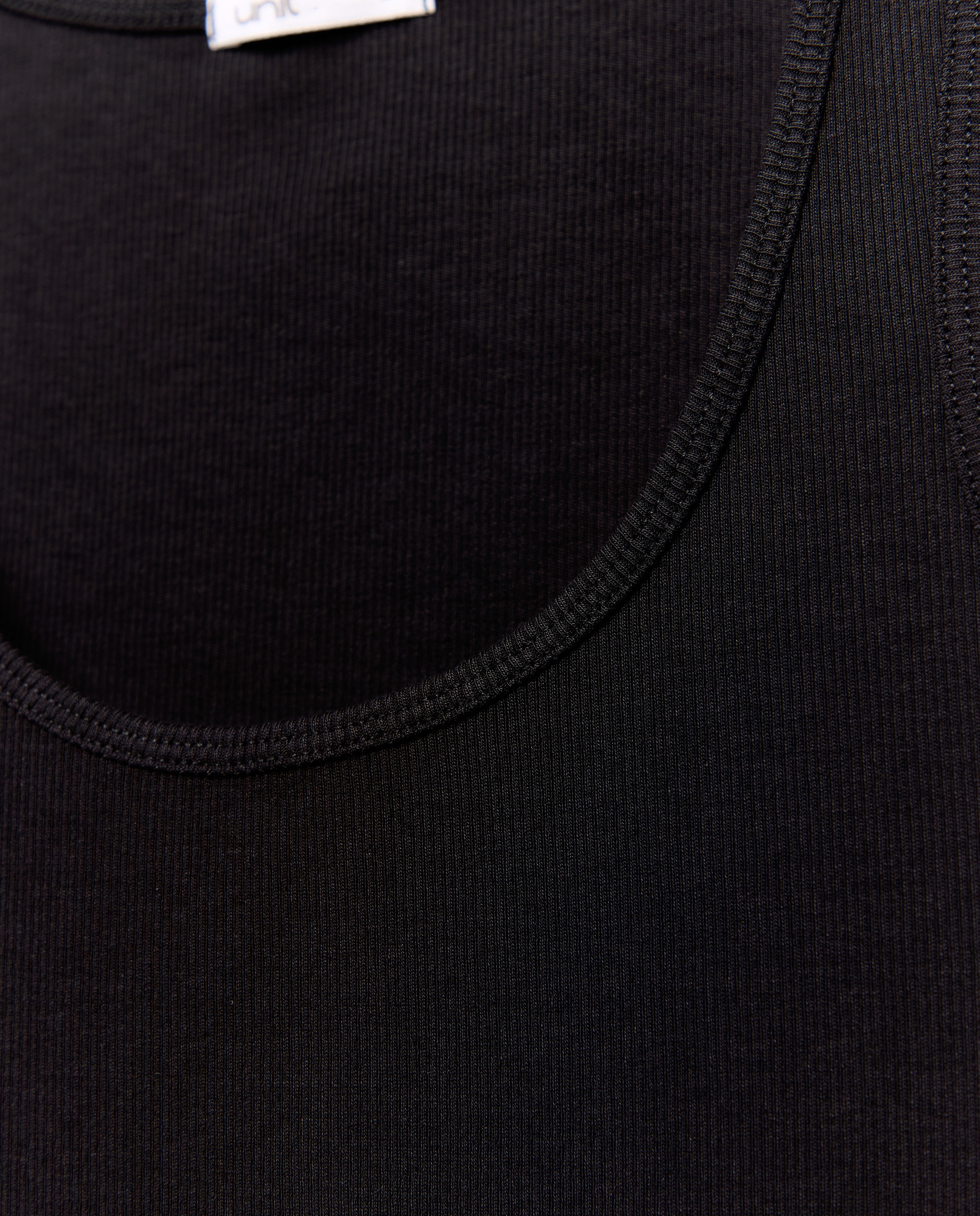 Camiseta básica de tirantes de mujer de canalé Negro-5