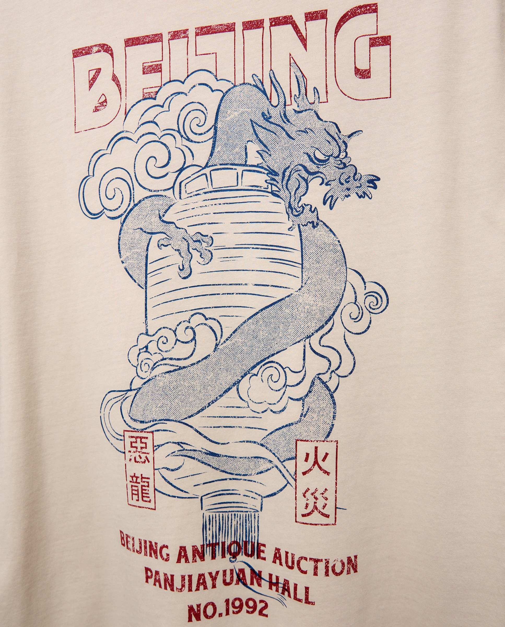 T-shirt de Manga Curta Garment Dye Print Branco-5