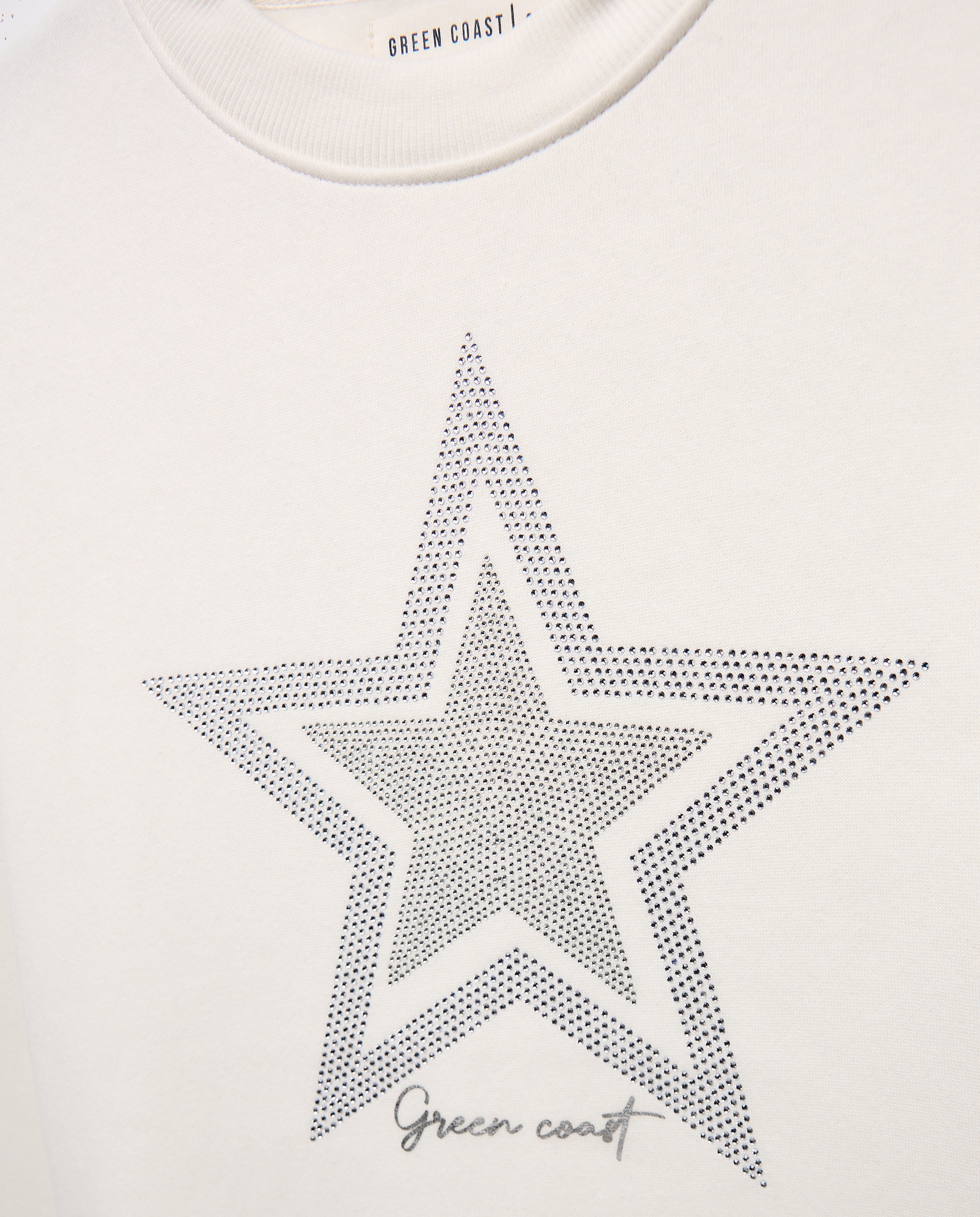 Sweatshirt de Estrela com Strass Branco-marfim-2