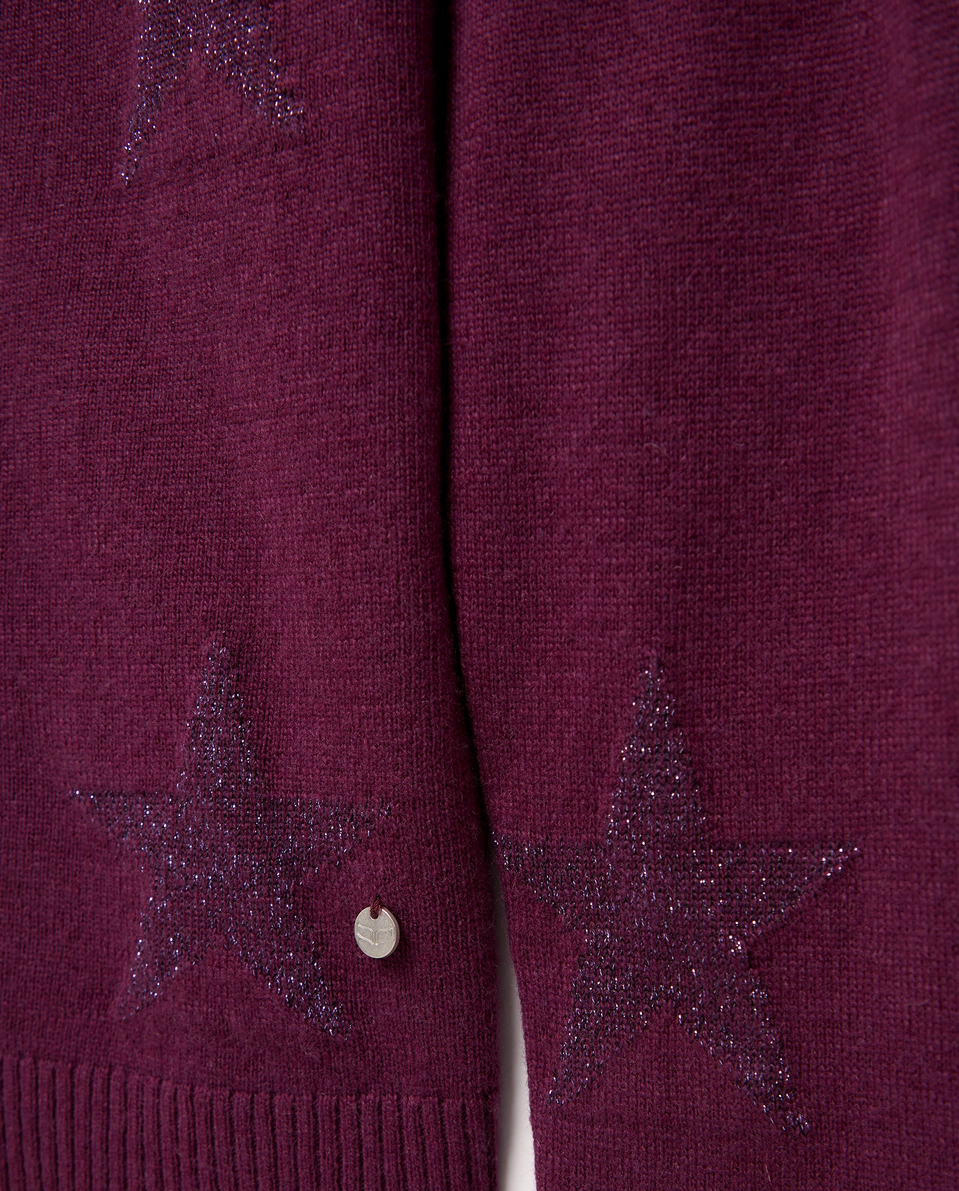 Camisola de Malha com Estrelas e Decote à Barco Ameixa-2