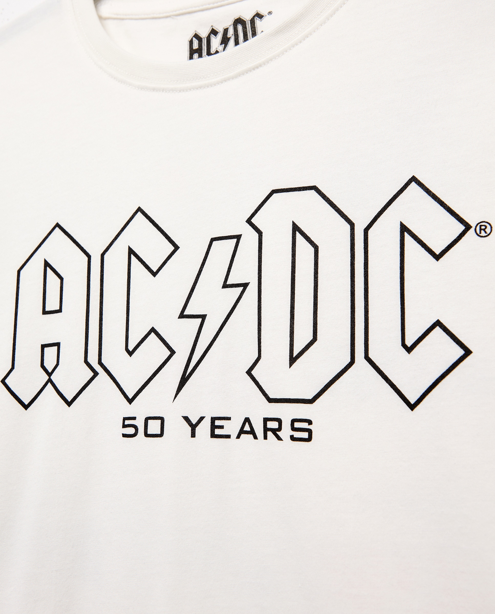 T-shirt AC/DC de Manga Curta Branco-5