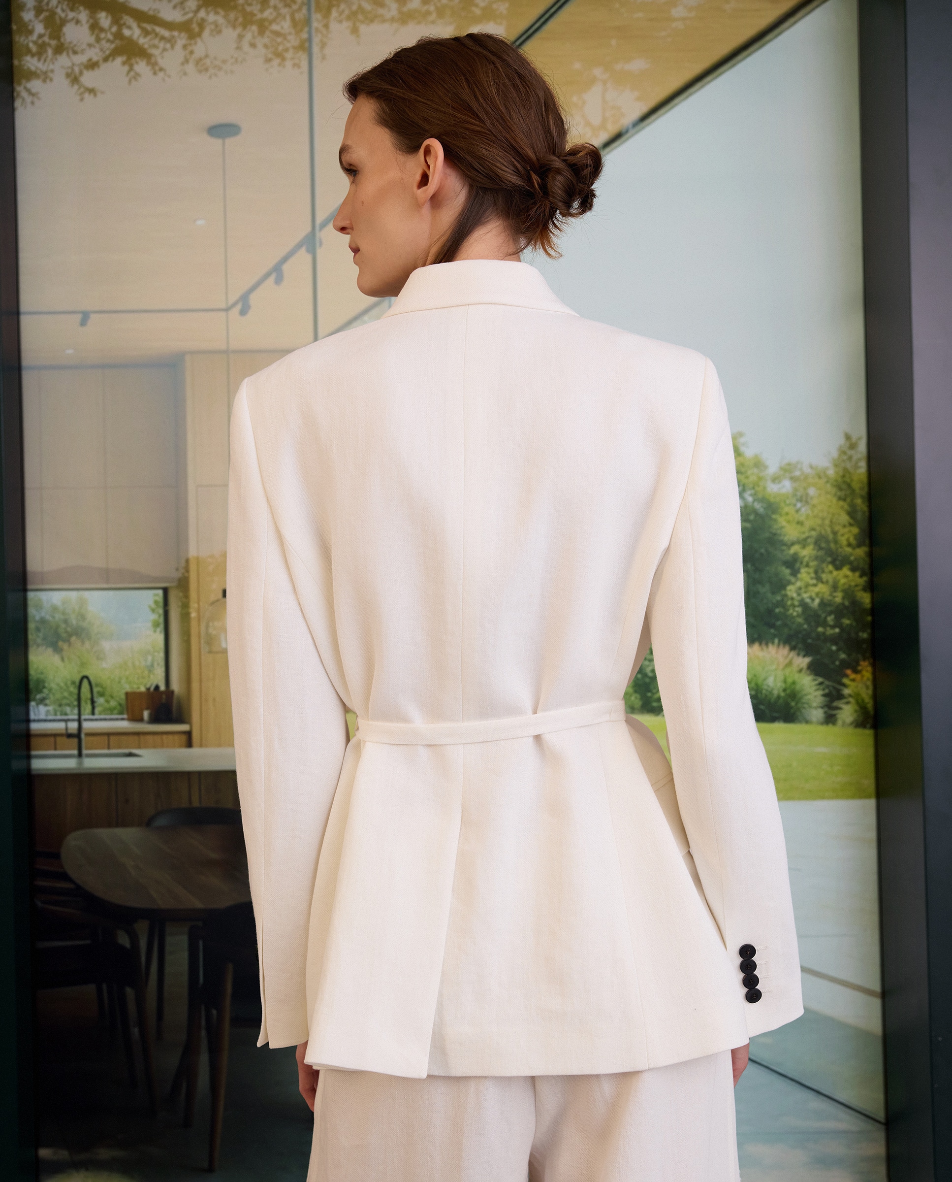 Blazer de linho Branco-4