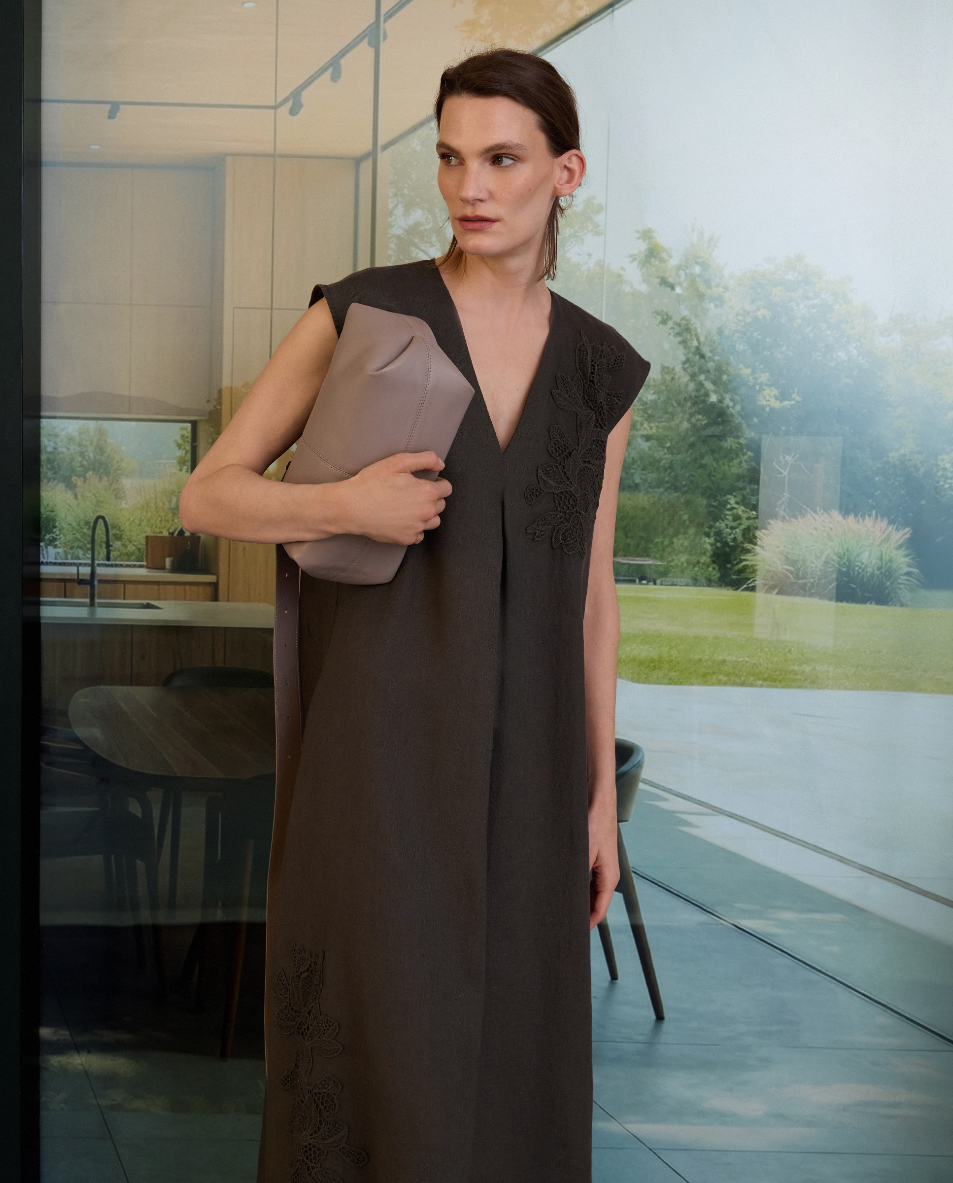 Imagen 0 de Vestido midi sin mangas de mujer 520 Kaki