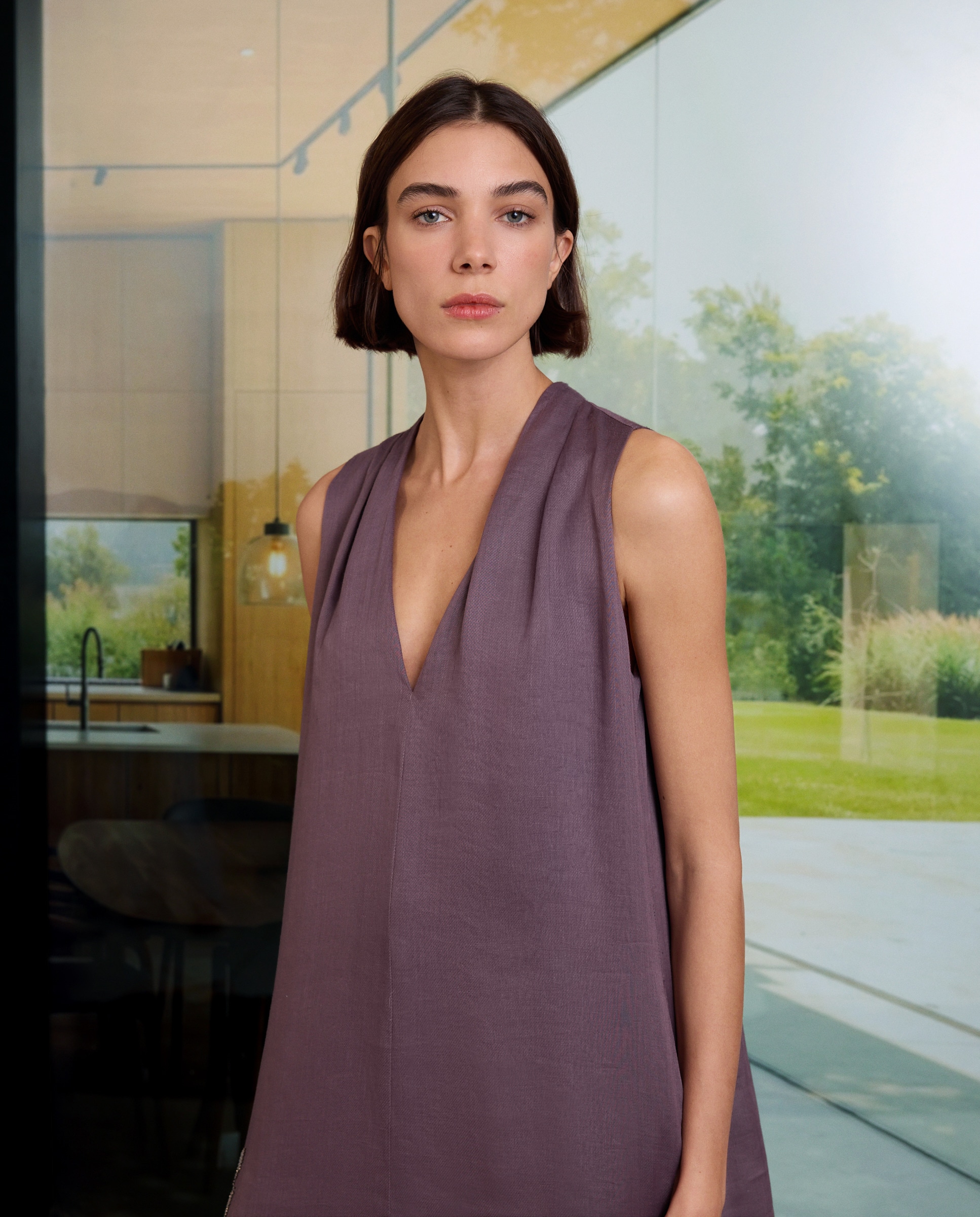 Vestido Halter de Rami Bordado Roxo-3