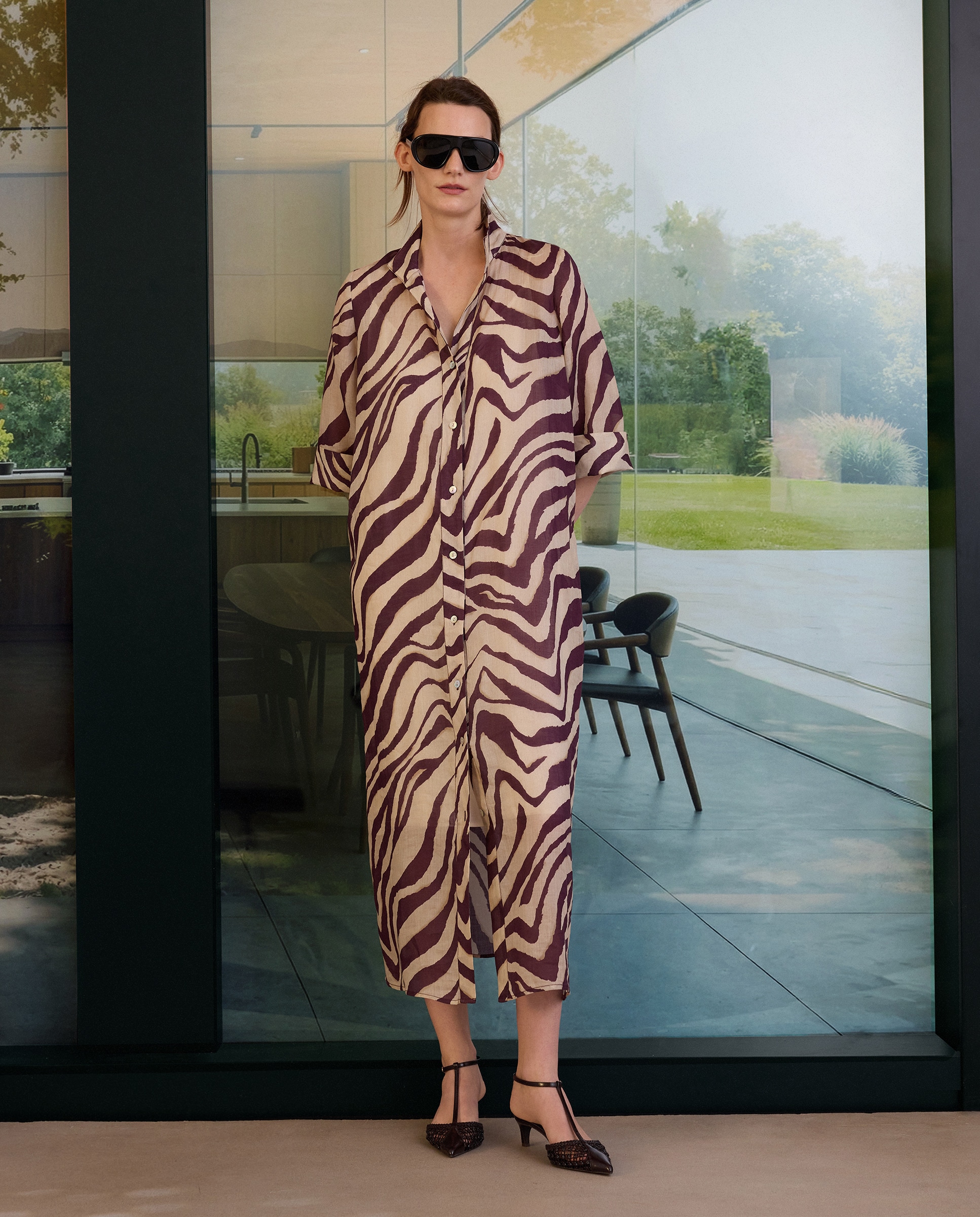 Vestido Tipo Túnica com Animal Print de Zebra Roxo-2